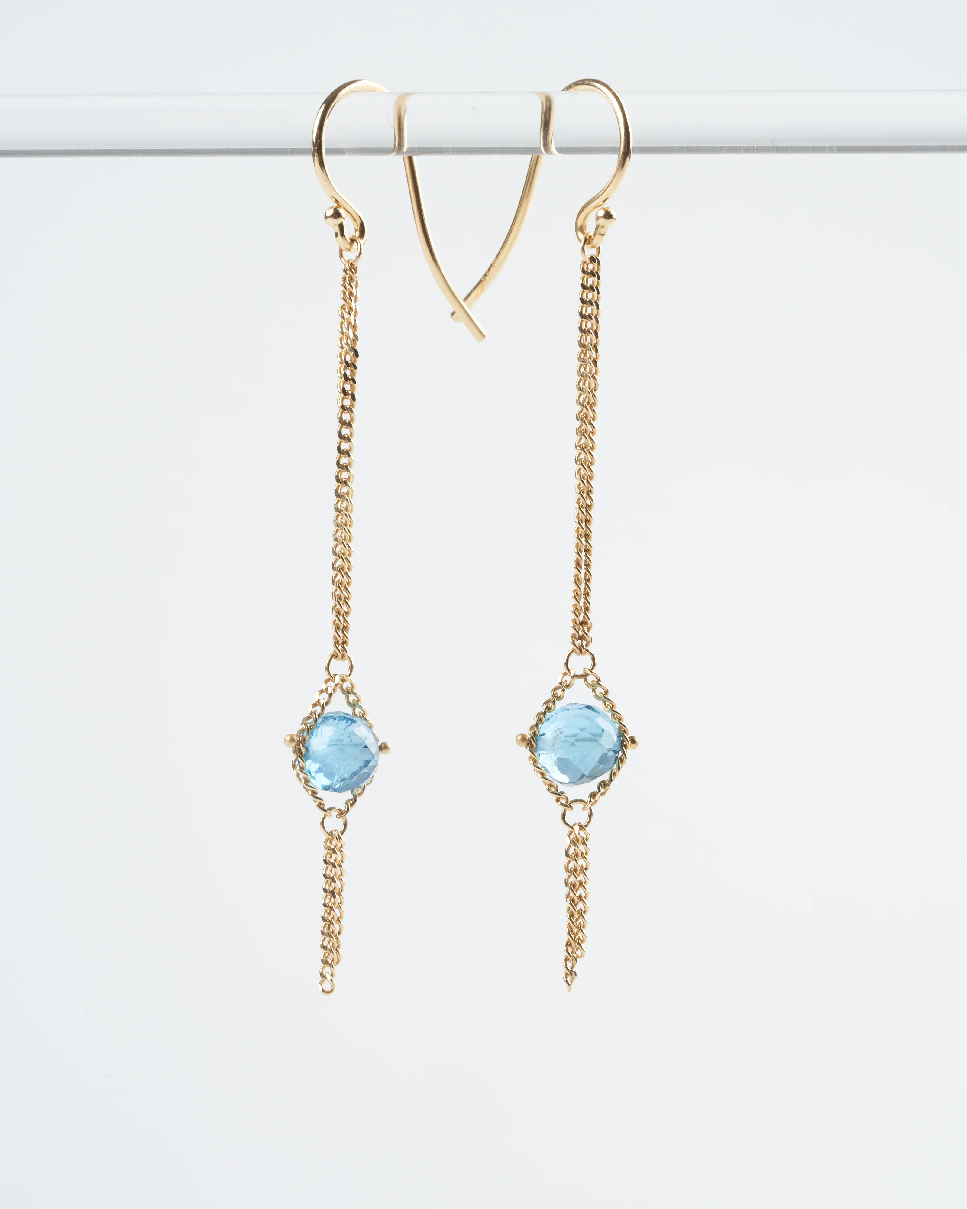 london blue topaz drop earring - blue/ gold - Image 3