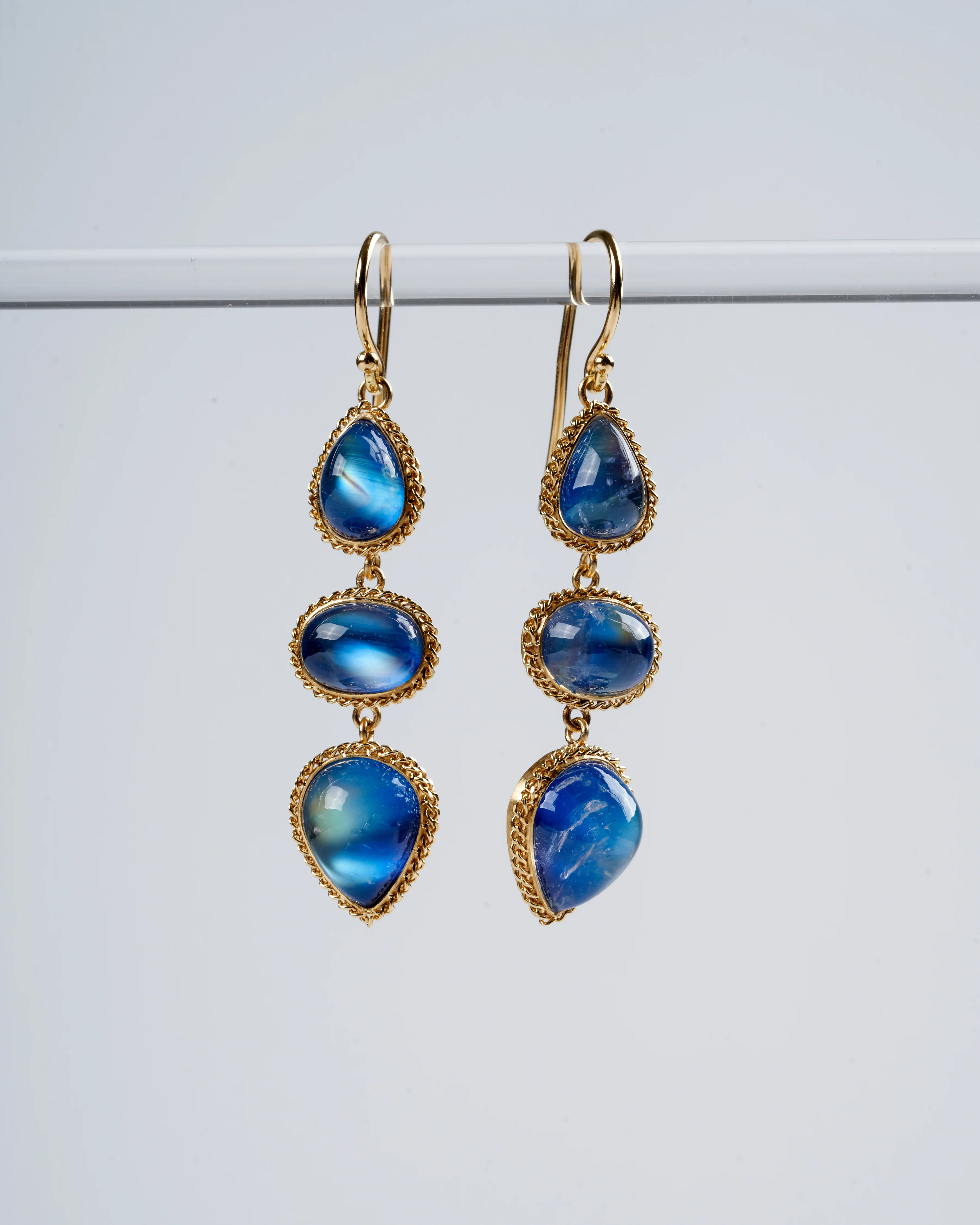 one of a kind triple moonstone drop earrings - Image 2