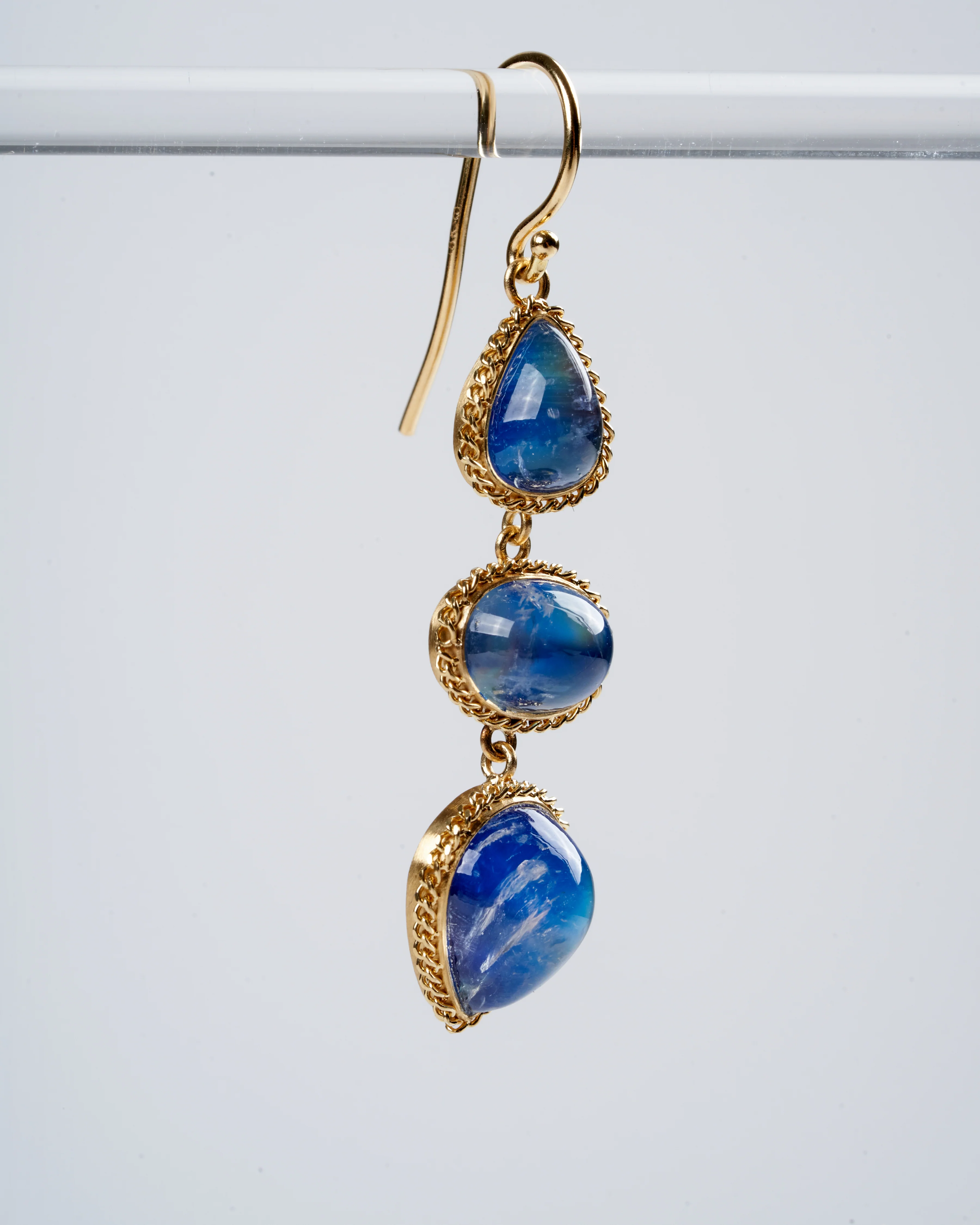 one of a kind triple moonstone drop earrings - Image 3