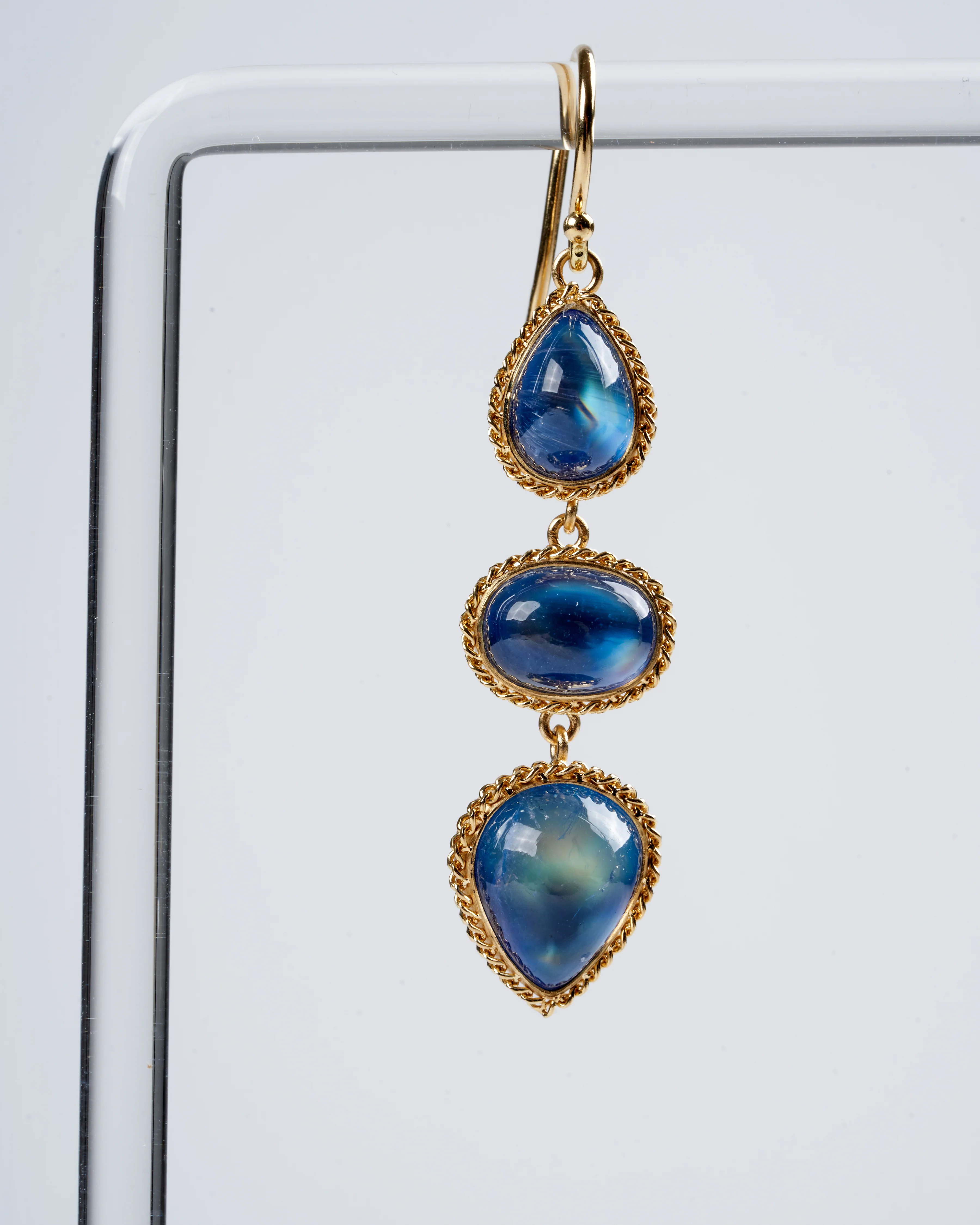 one of a kind triple moonstone drop earrings - Image 4