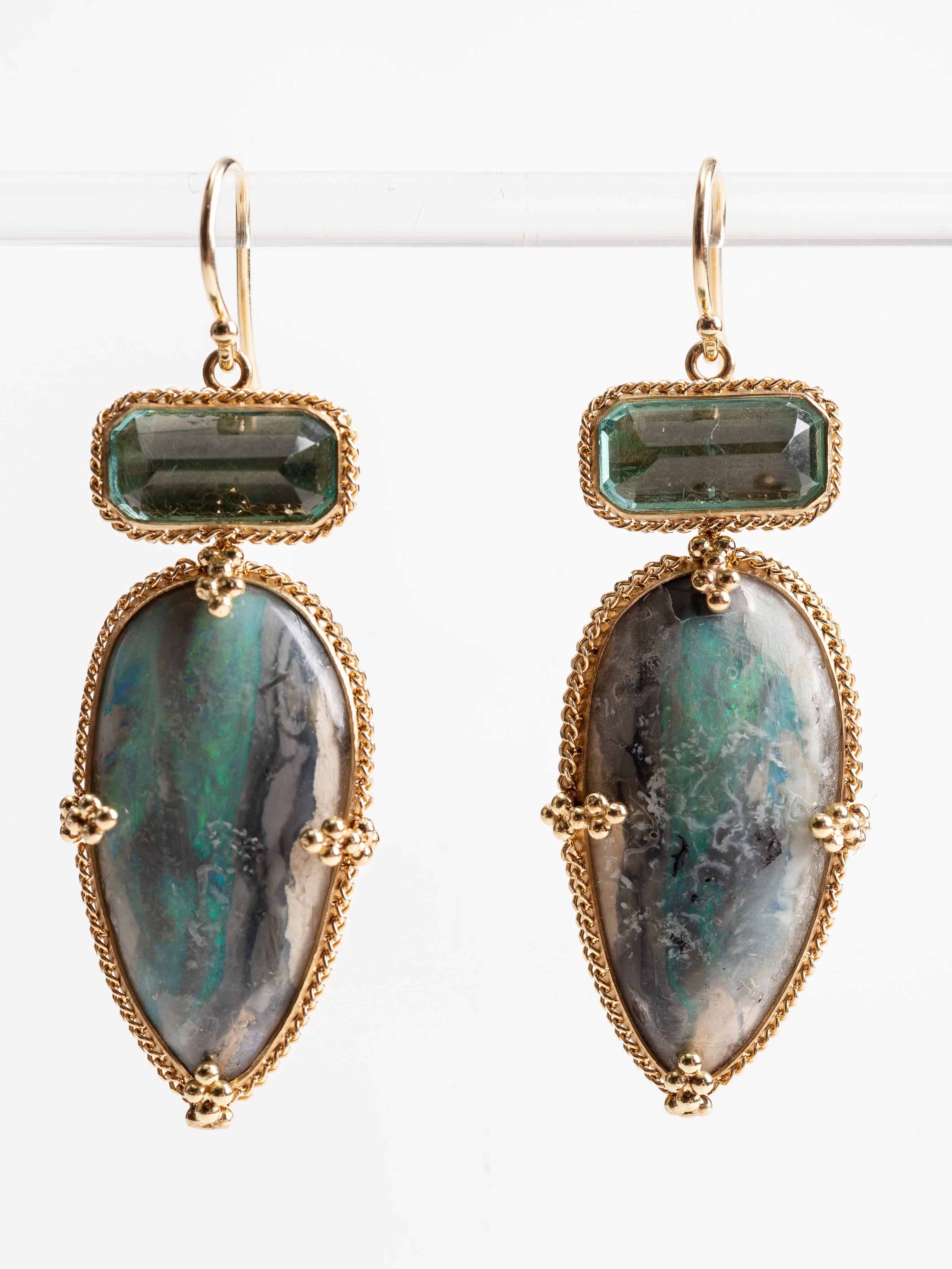 one of a kind opal, green quartz earring - Image 2