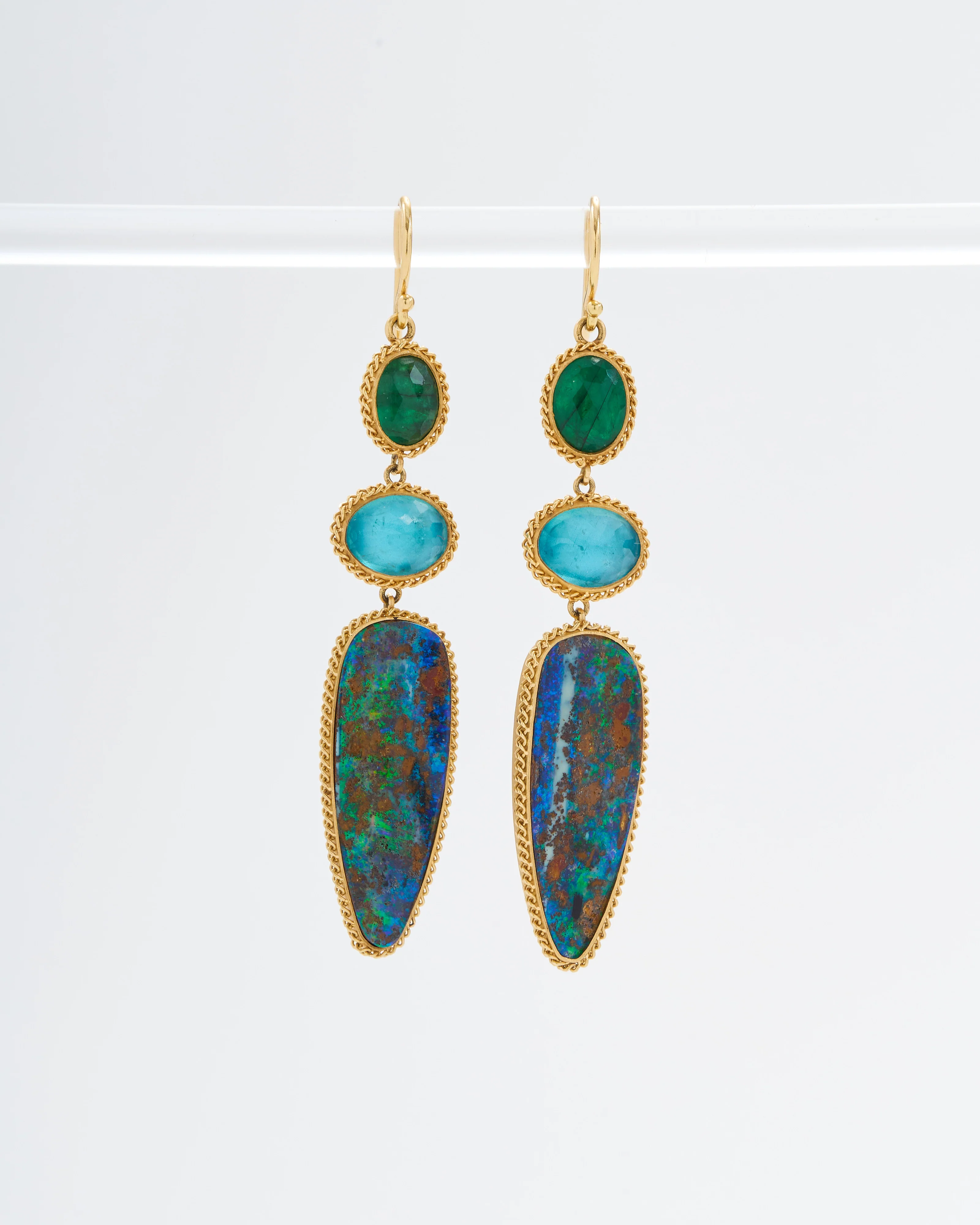 opal, emerald, apatite drop earrings - Image 2