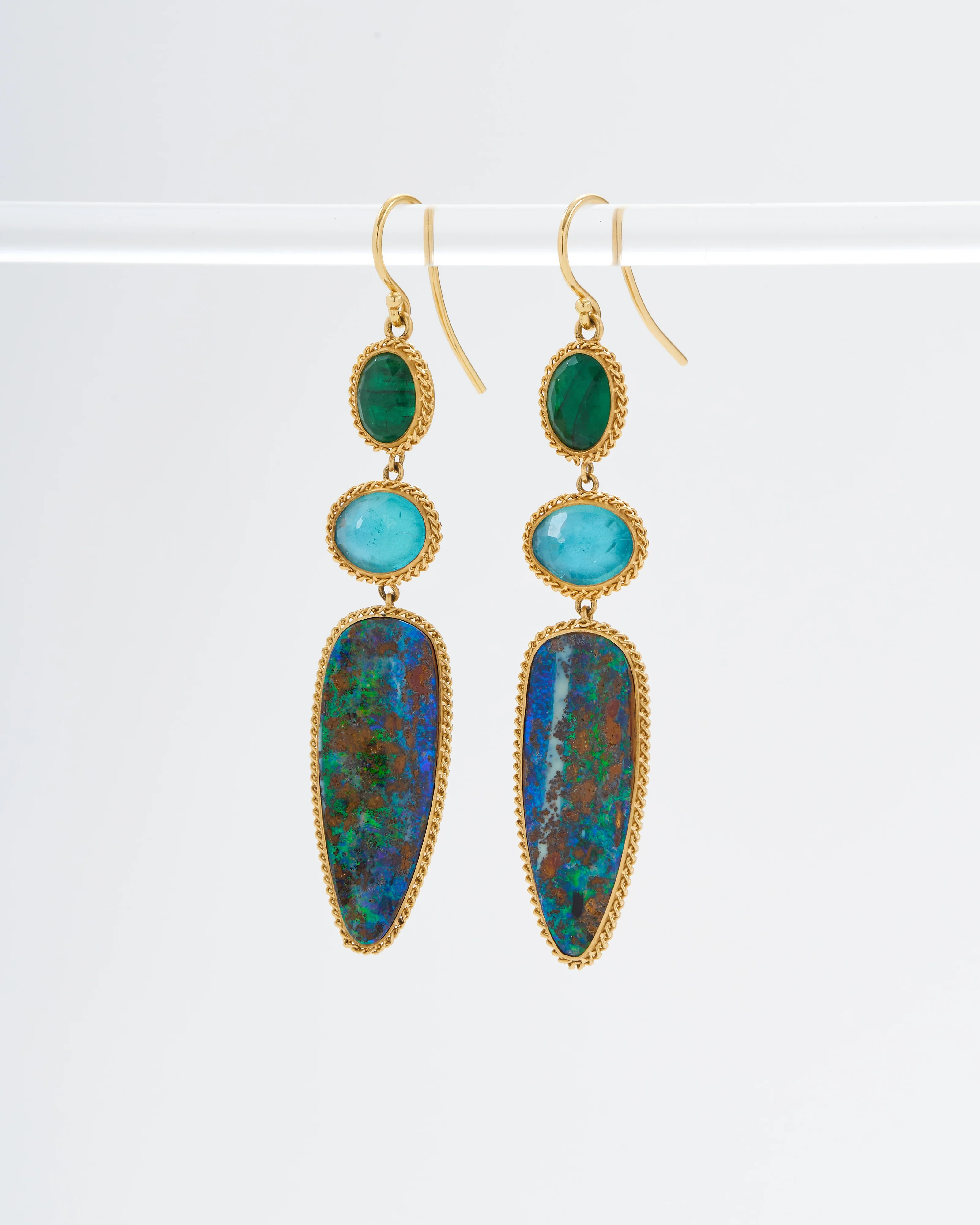 opal, emerald, apatite drop earrings - Image 3