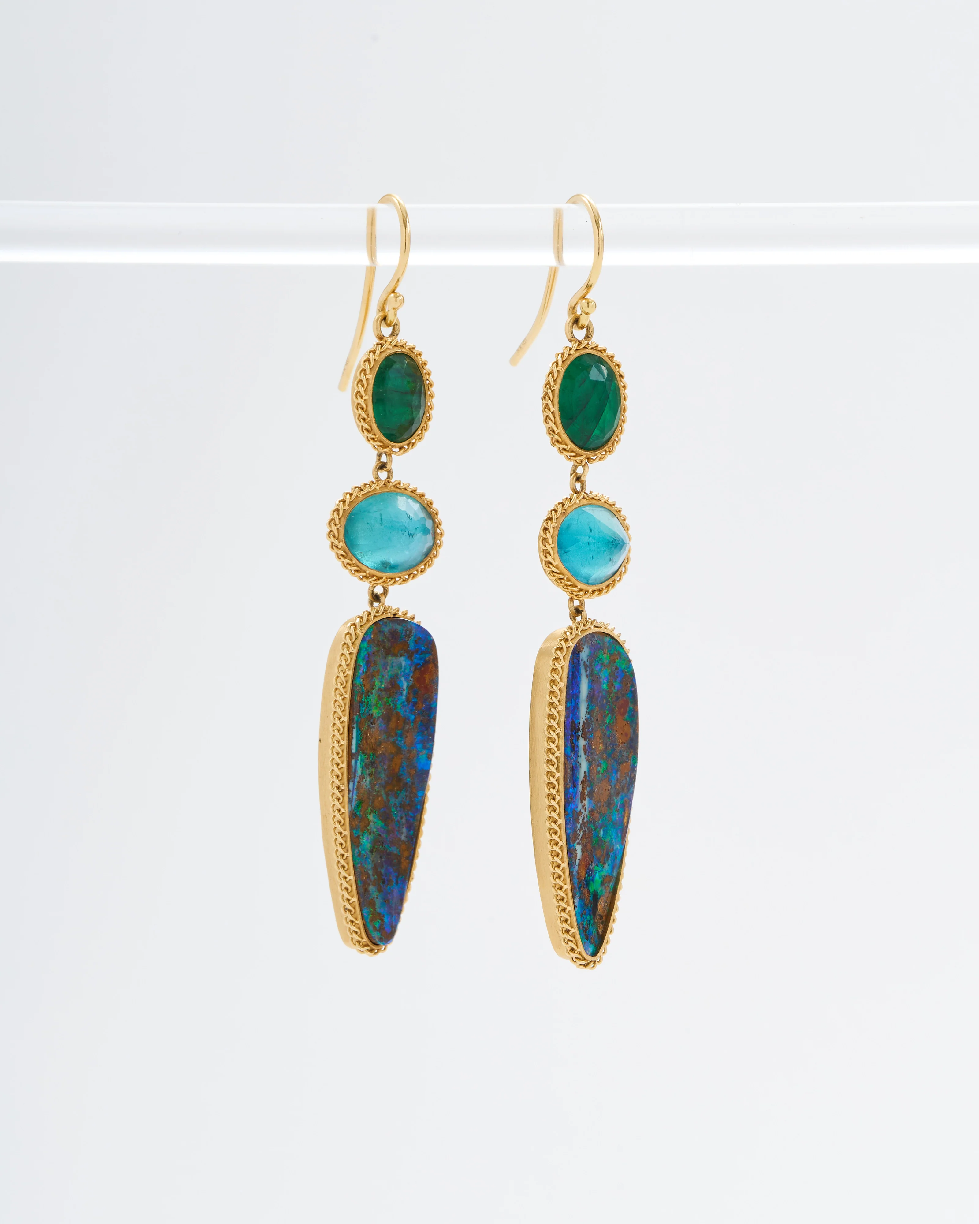 opal, emerald, apatite drop earrings - Image 4