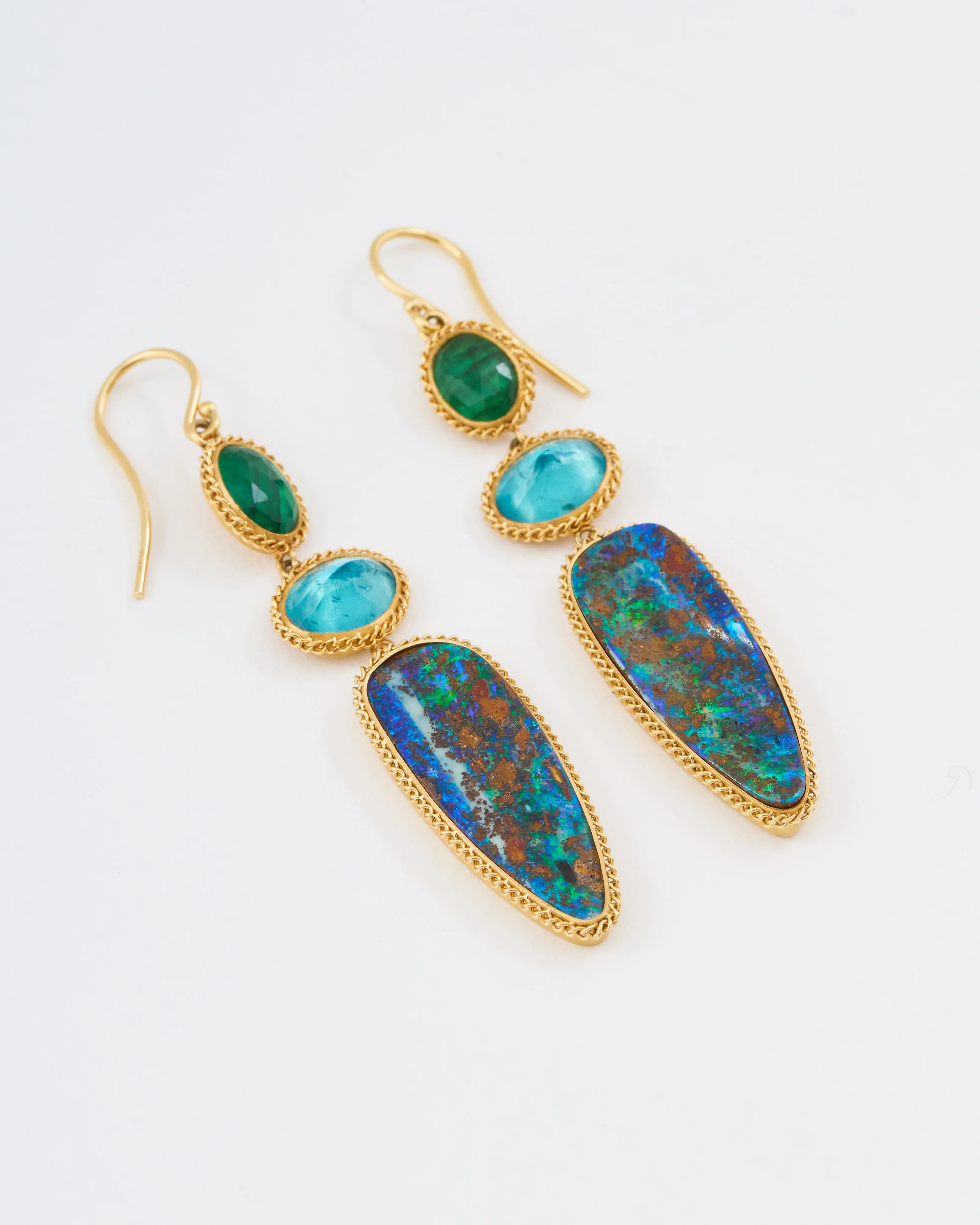 opal, emerald, apatite drop earrings - Image 5