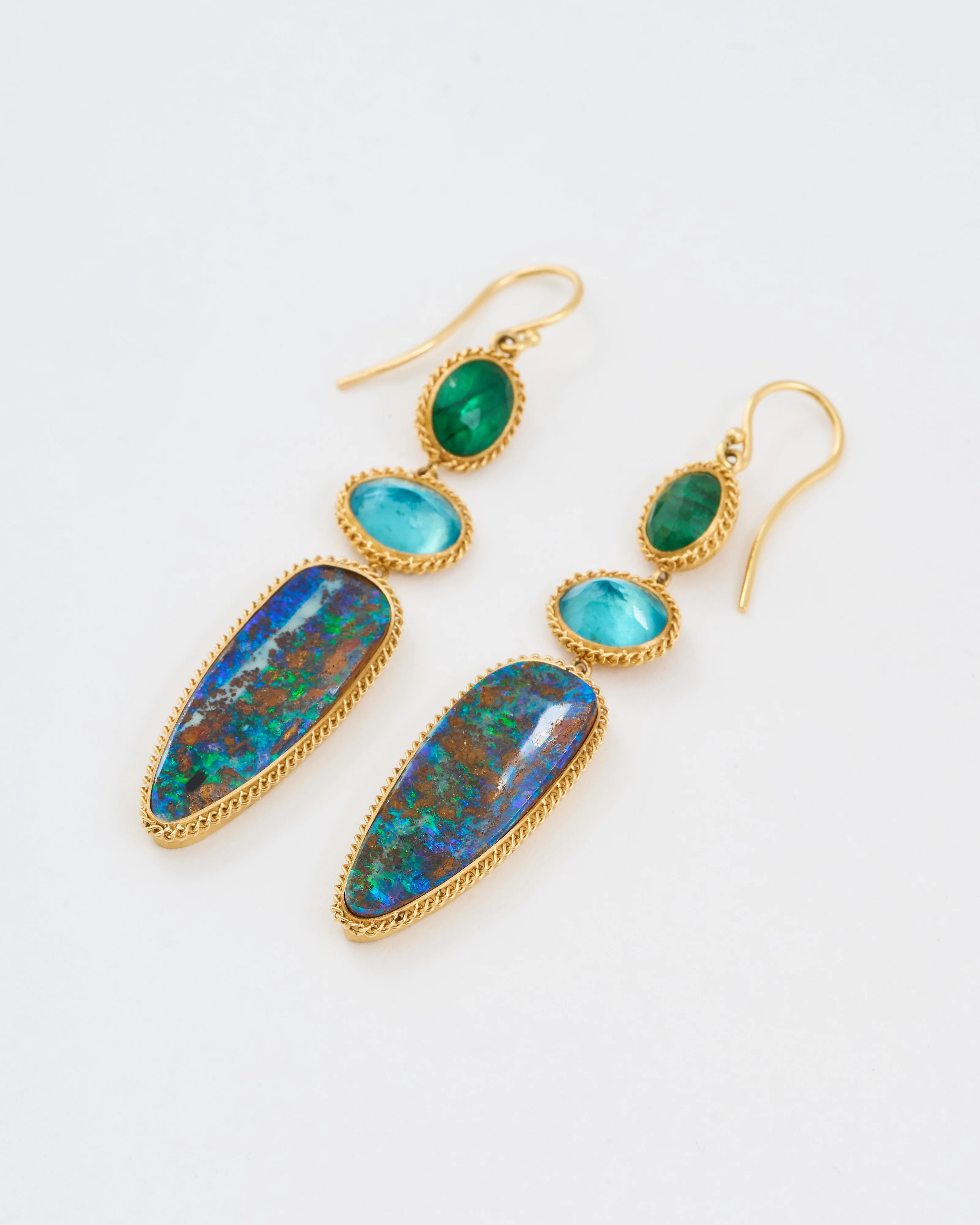 opal, emerald, apatite drop earrings - Image 6