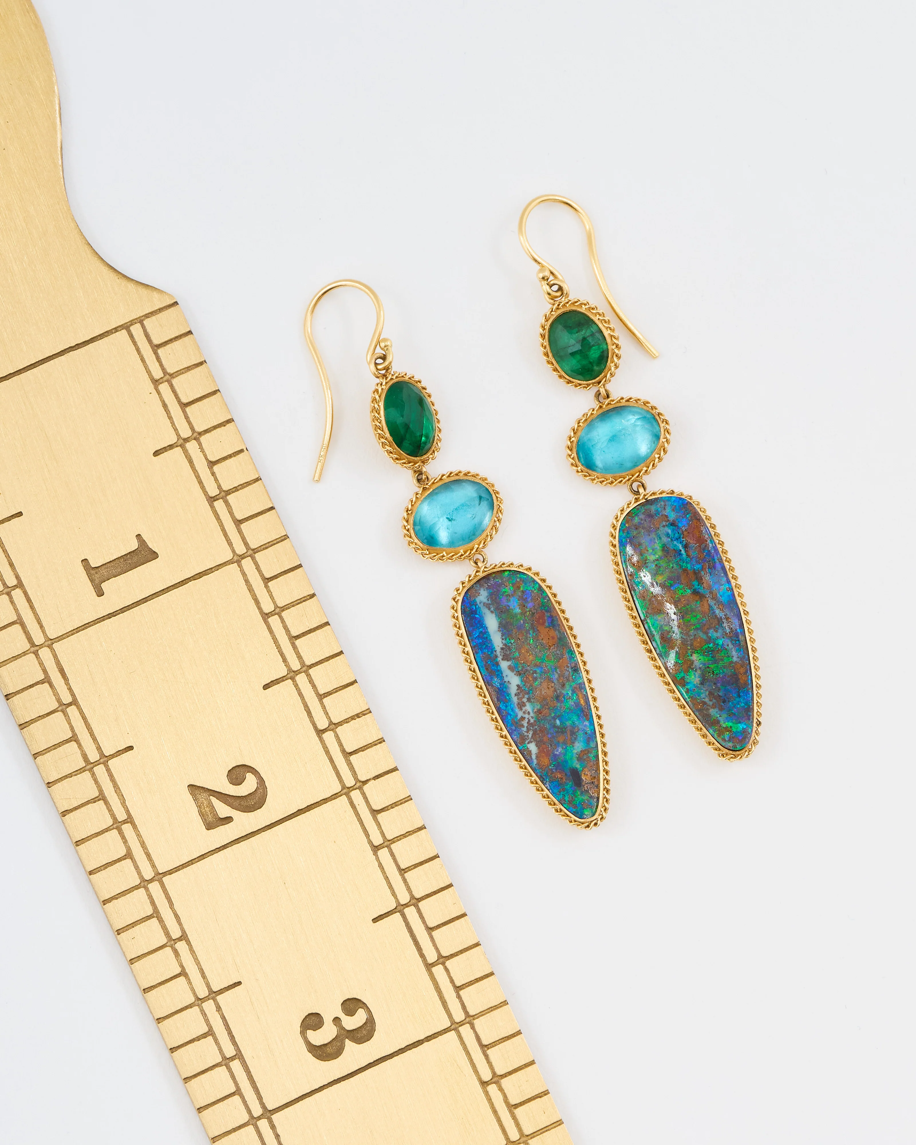 opal, emerald, apatite drop earrings - Image 7