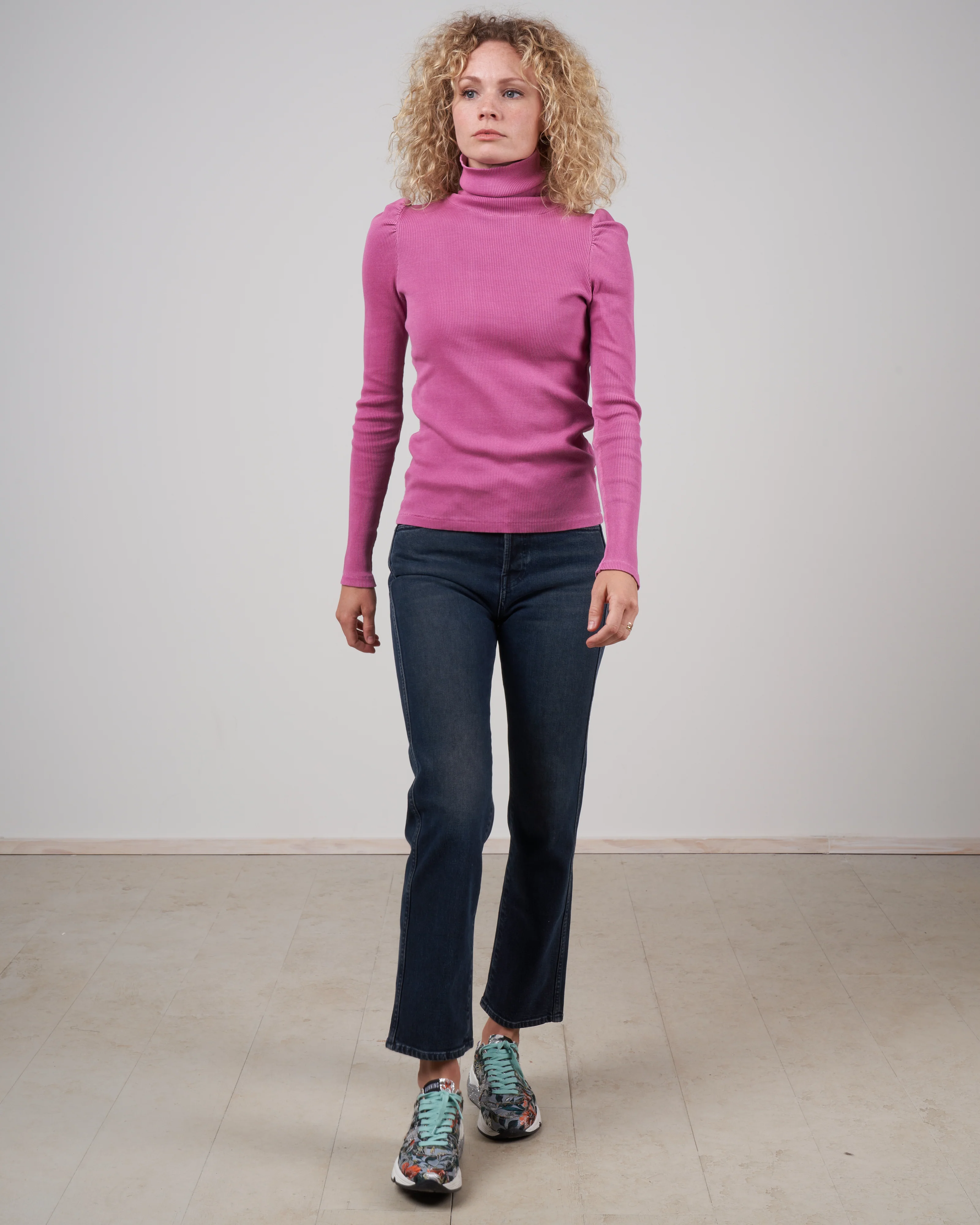puff sleeve turtleneck sweater - magenta - Image 4