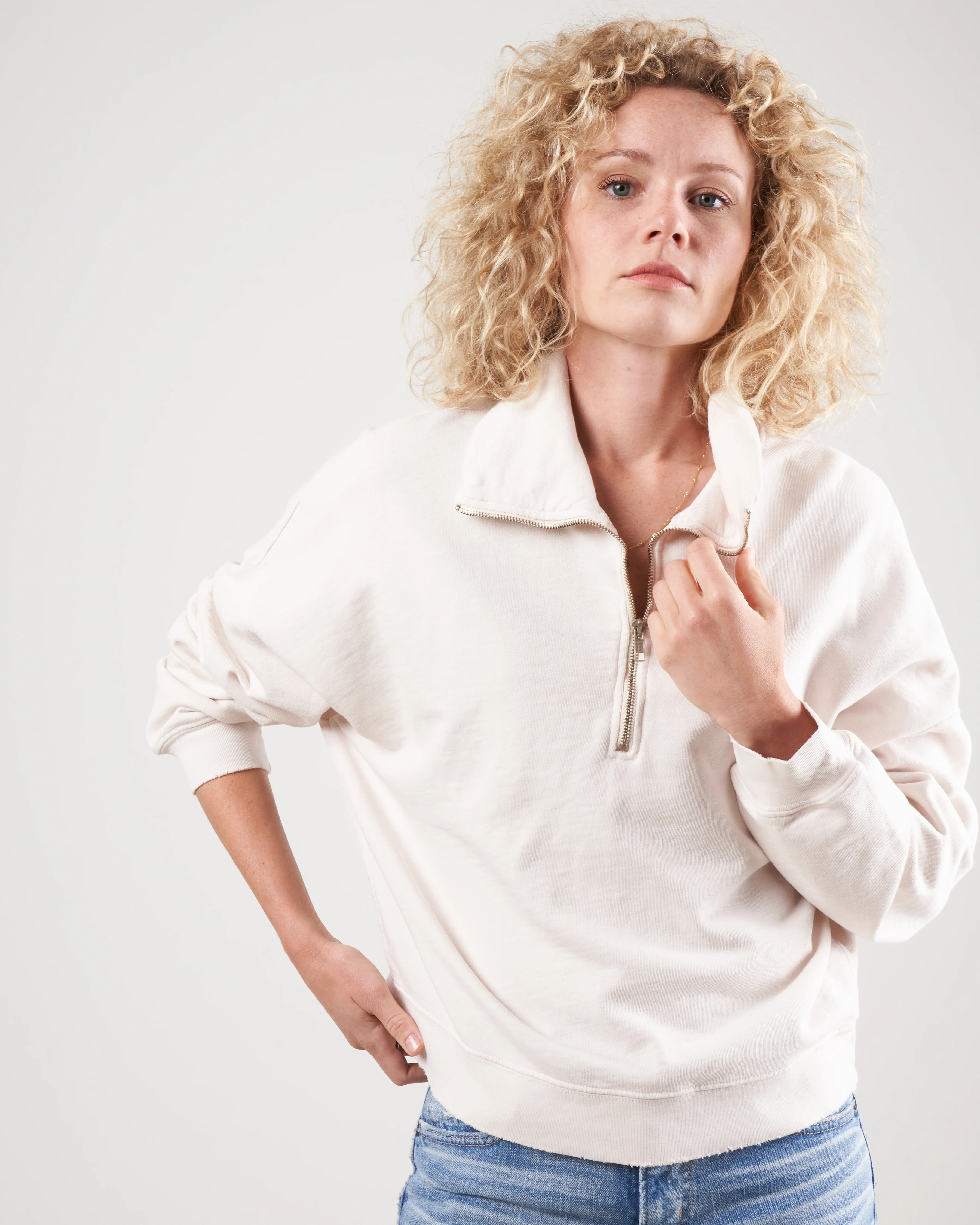 half zip sweatshirt - off white - Image 2
