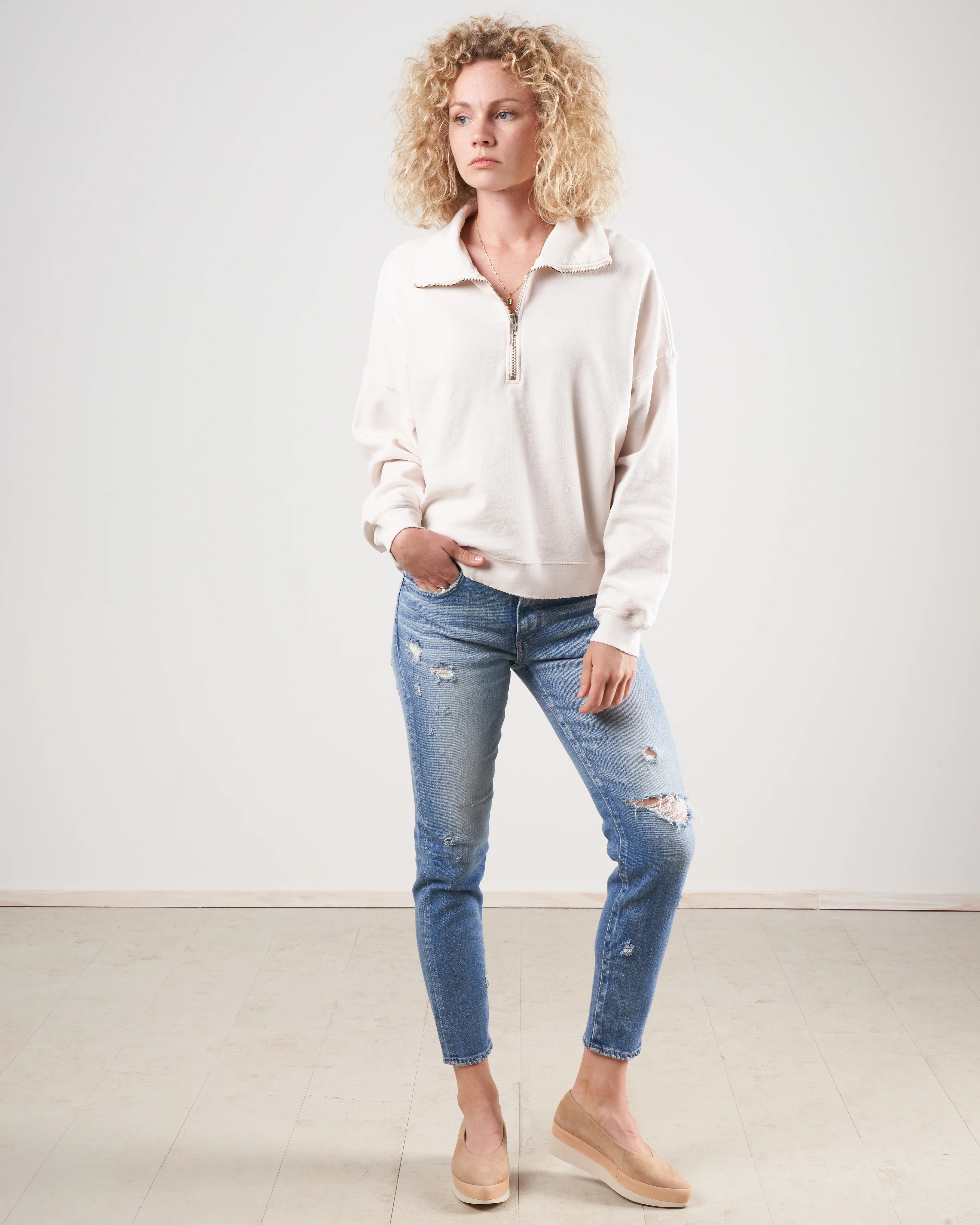 half zip sweatshirt - off white - Image 5