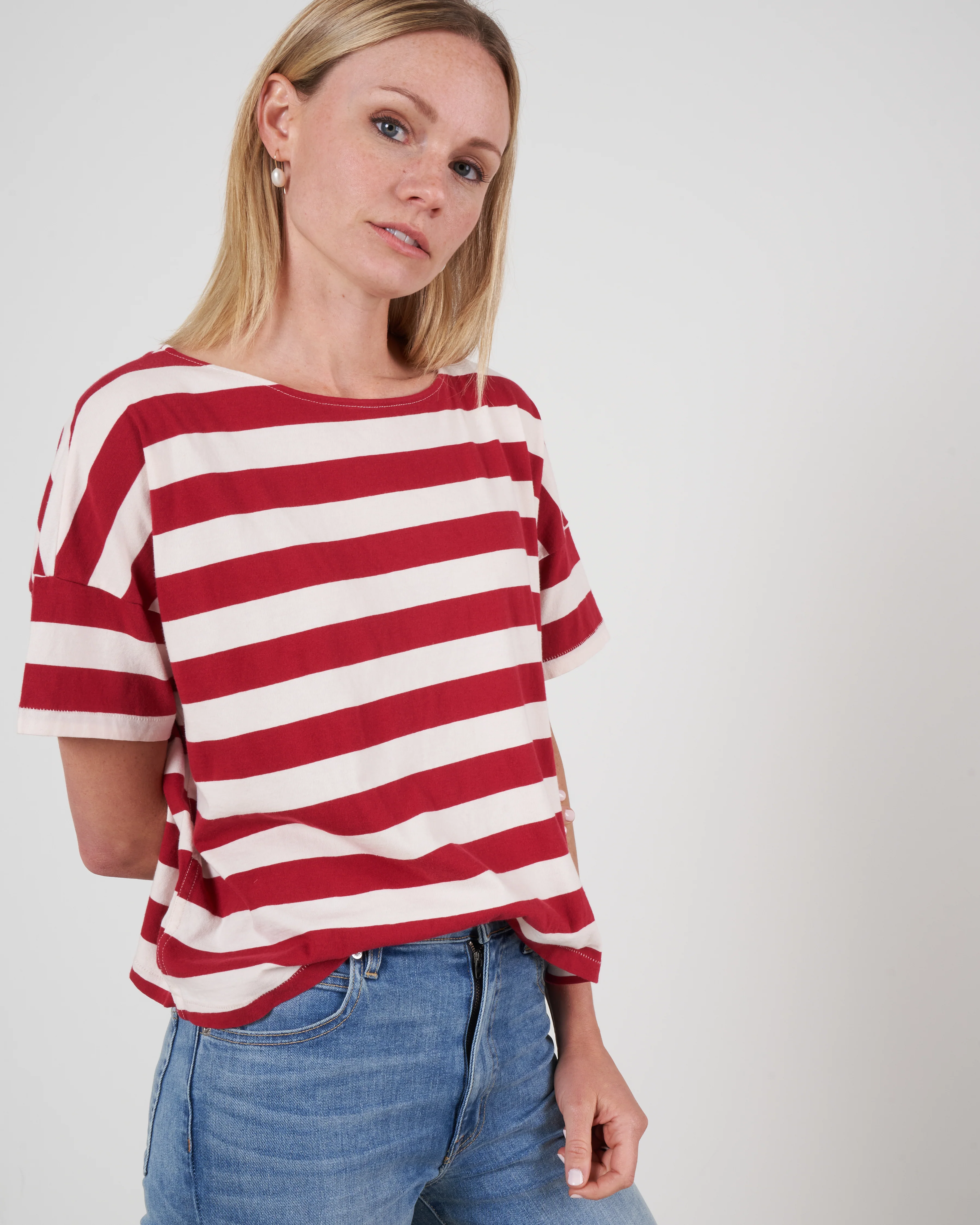 a95346 - boxy stripe tee - cardinal stripe 295 - Image 2