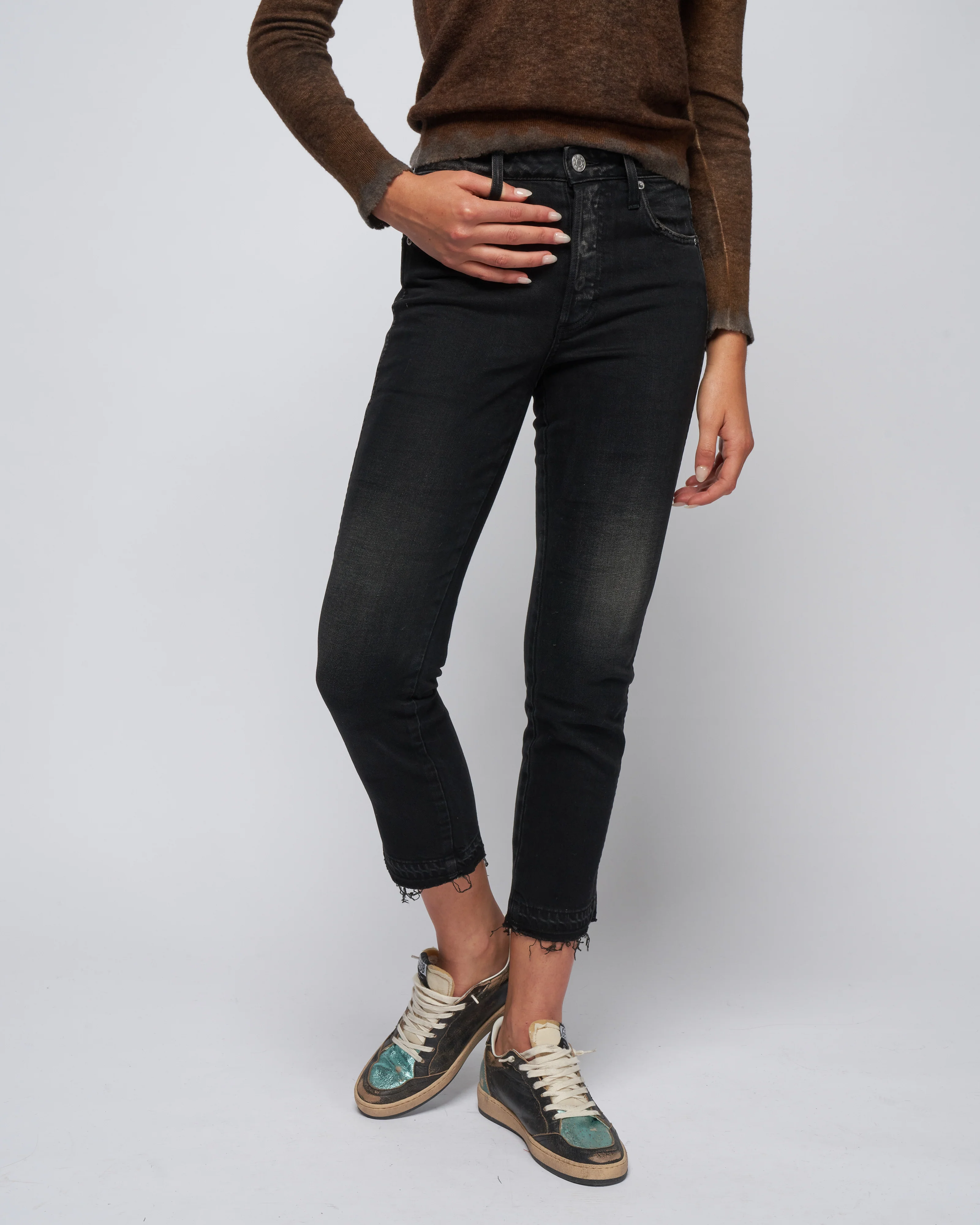 babe high rise slim straight - black magic