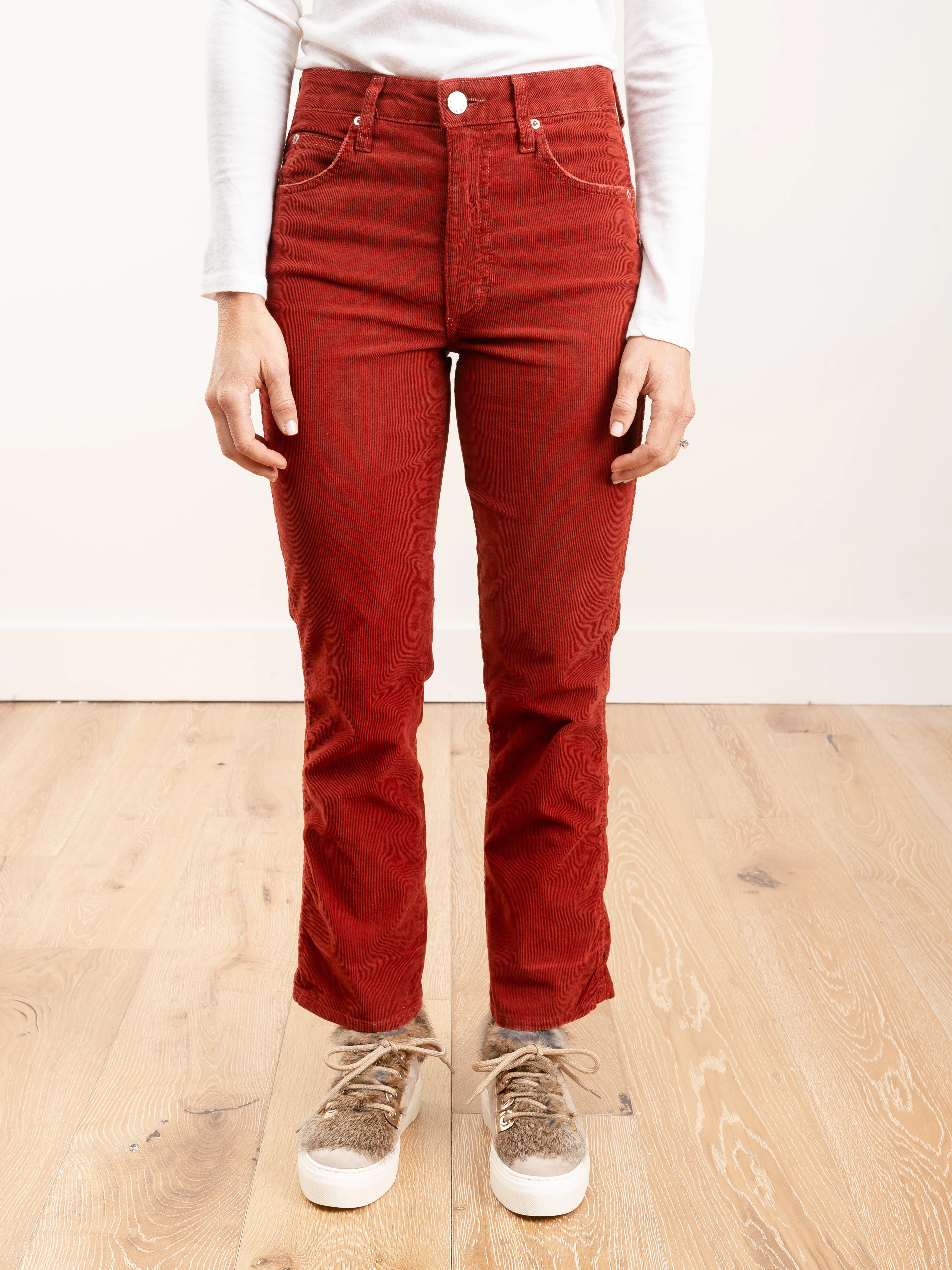 bella corduroy high rise slight boot - rust - Image 2
