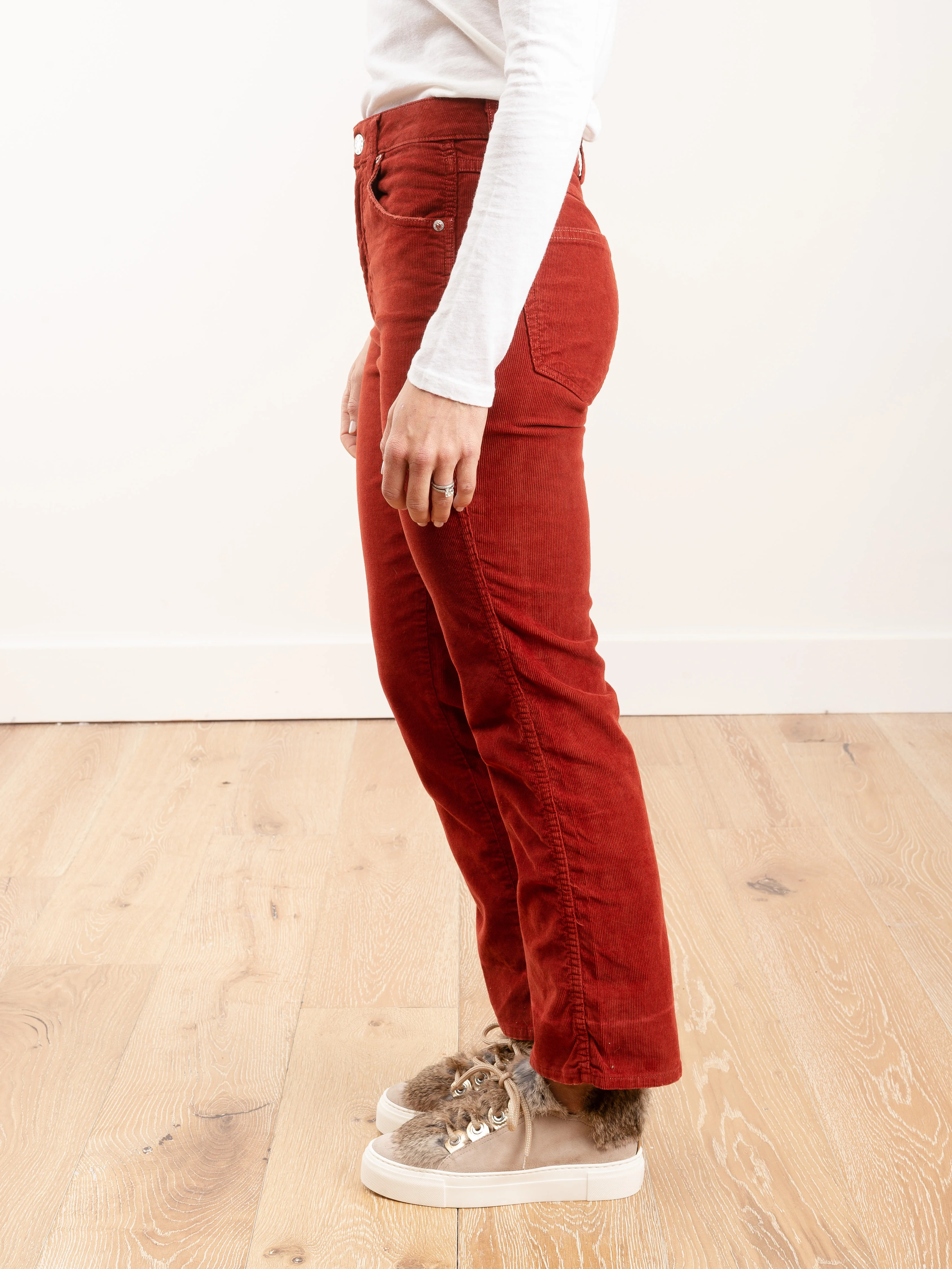 bella corduroy high rise slight boot - rust - Image 3