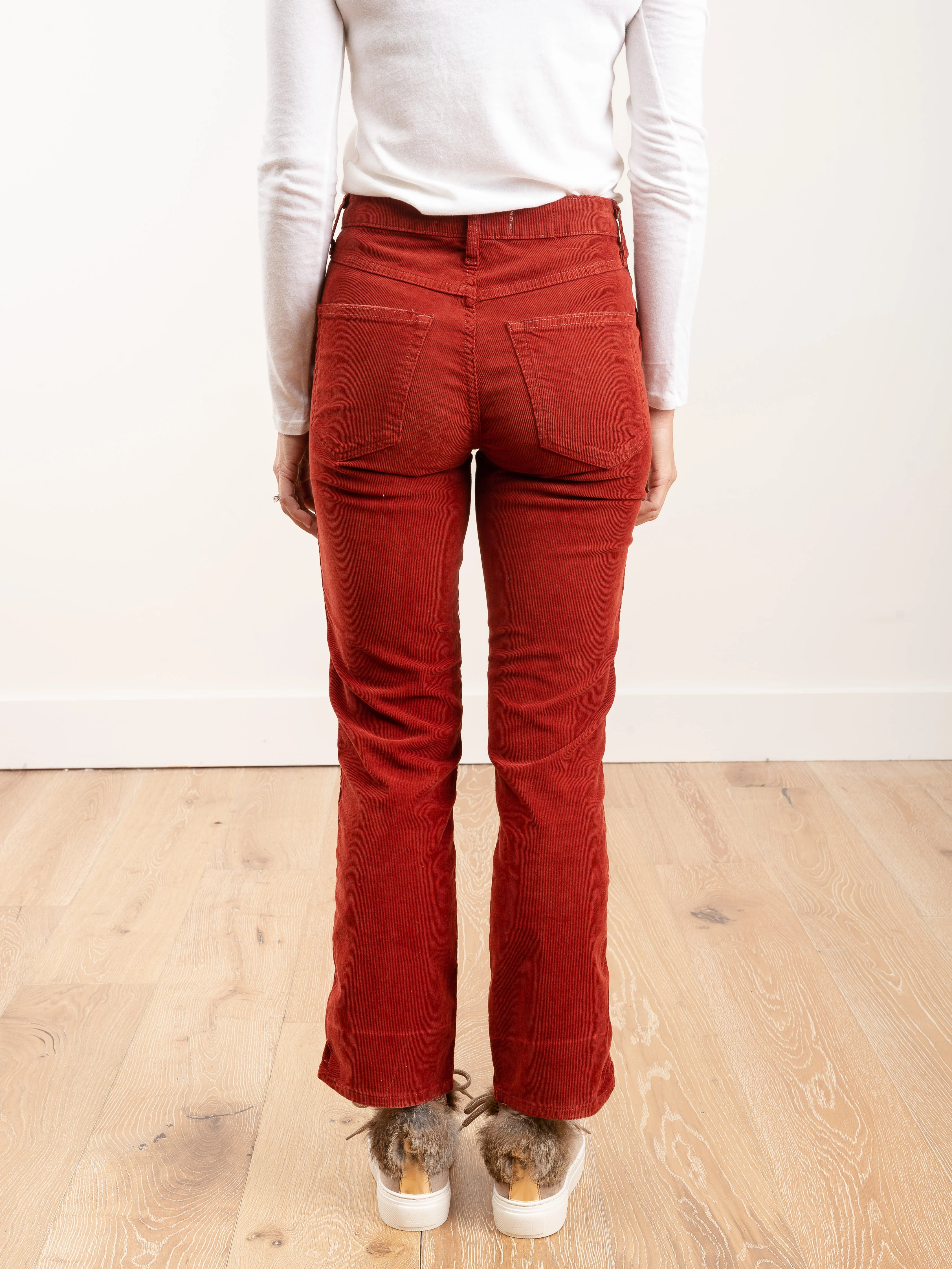 bella corduroy high rise slight boot - rust - Image 4