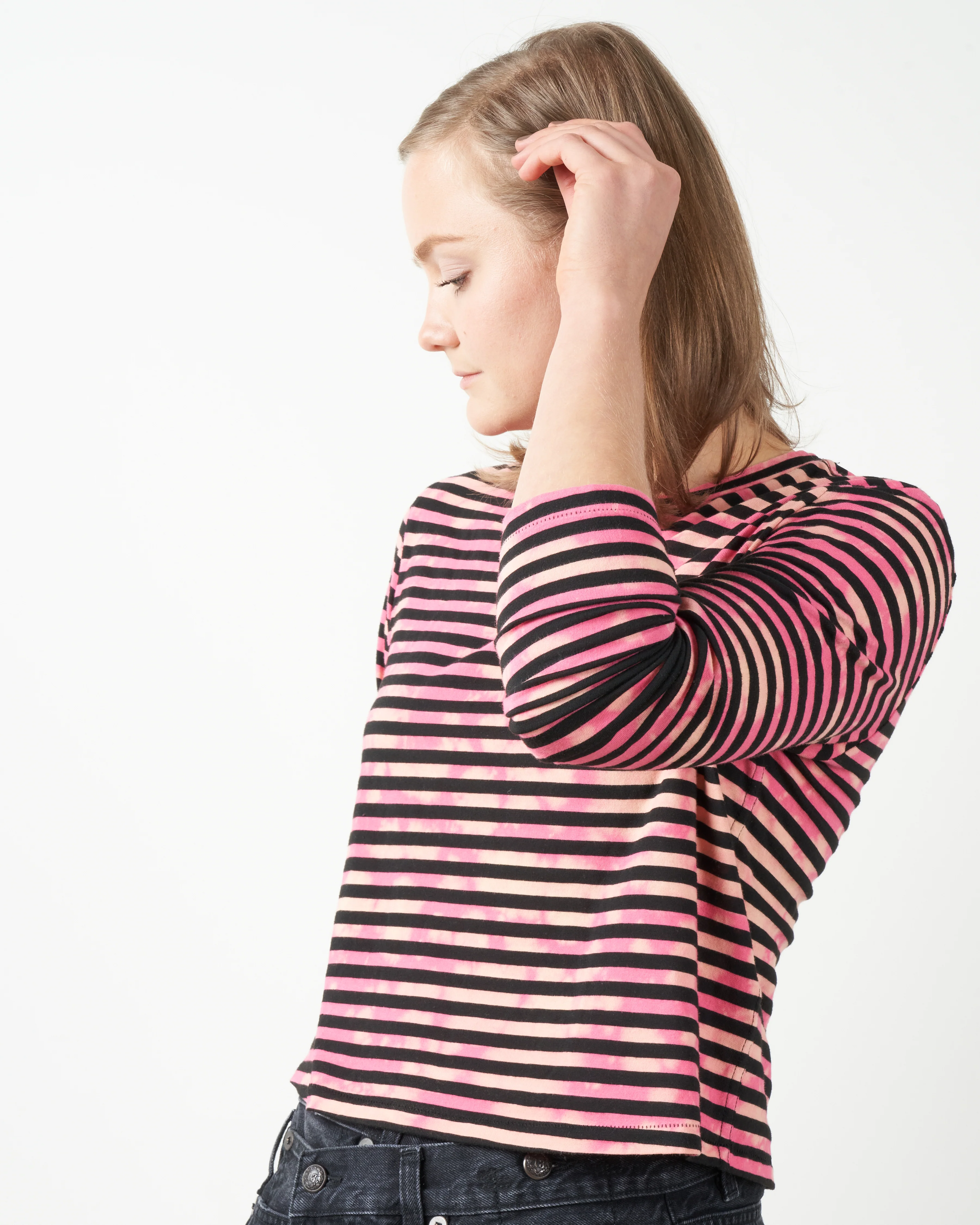 l/s babe tee - pink stripe tie dye - Image 2