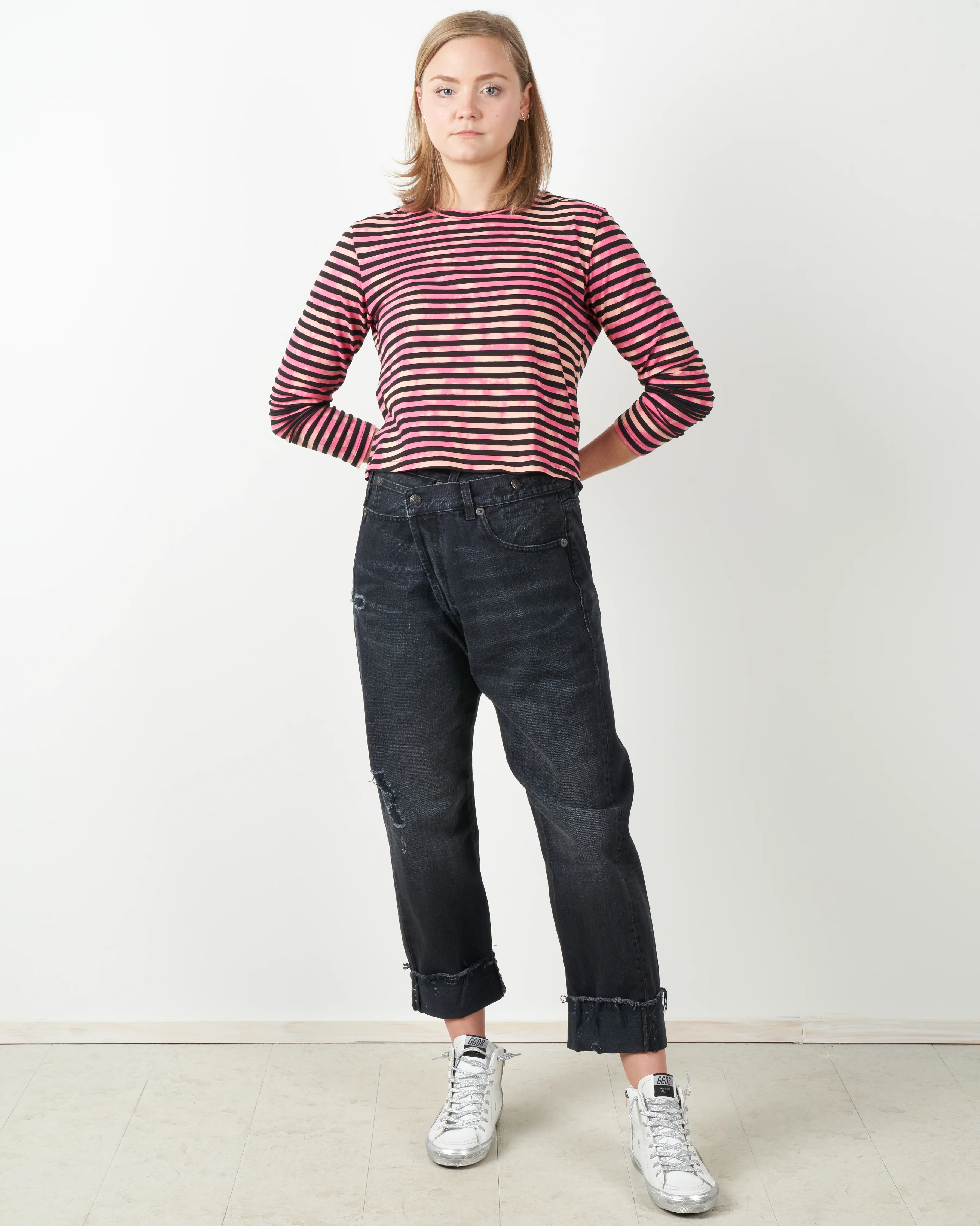 l/s babe tee - pink stripe tie dye - Image 4