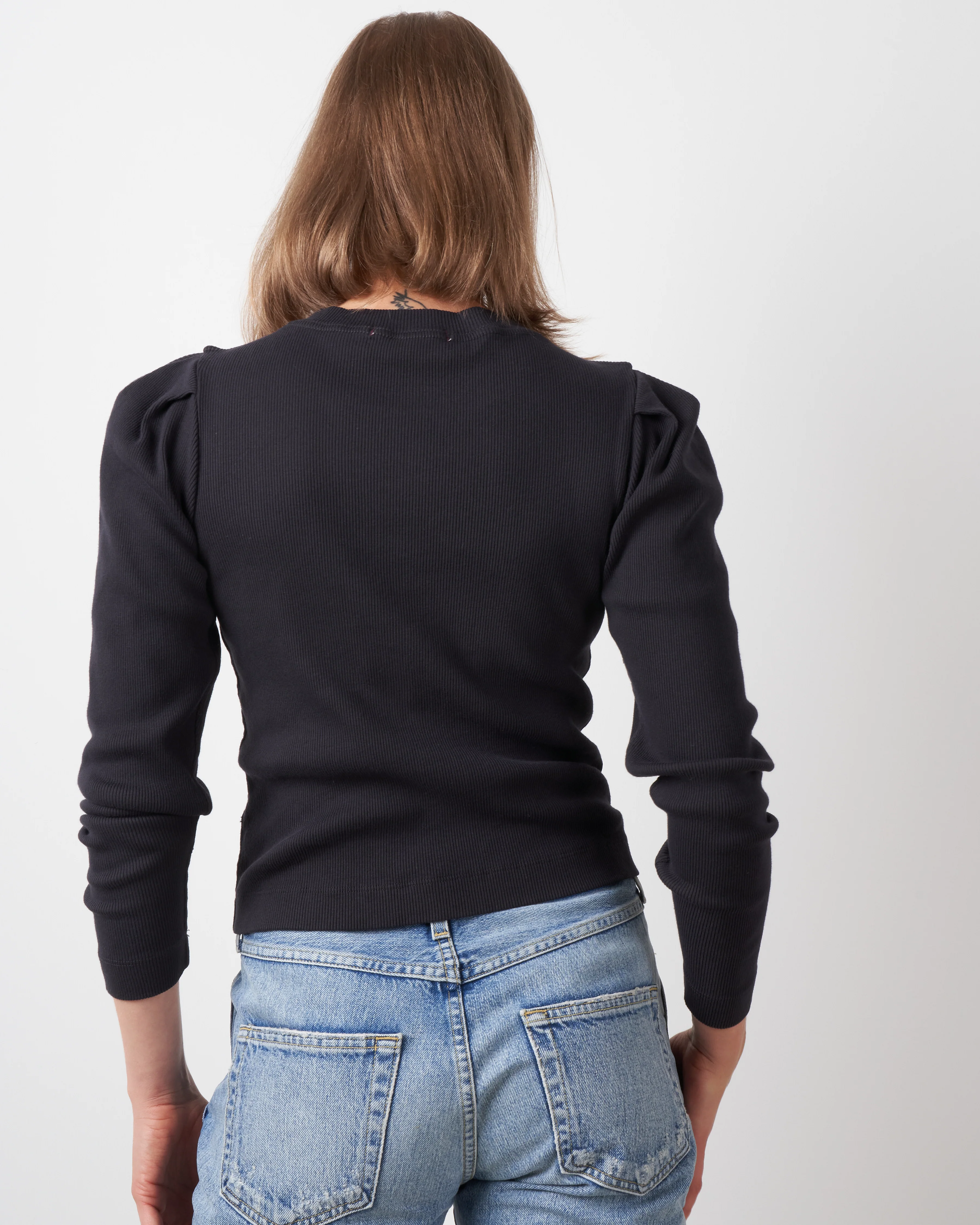 puff sleeve cardigan - vintage black - Image 2