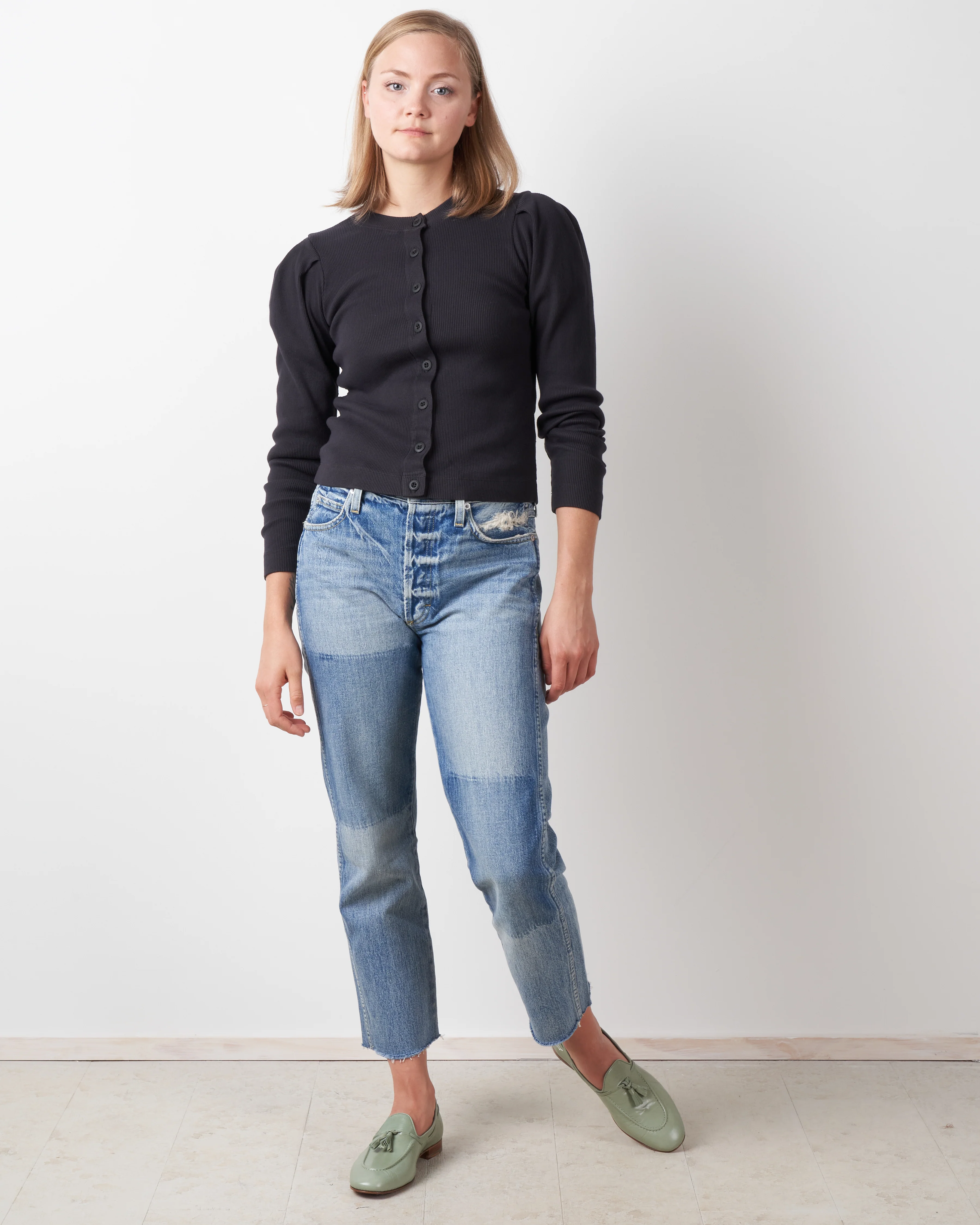 puff sleeve cardigan - vintage black - Image 3