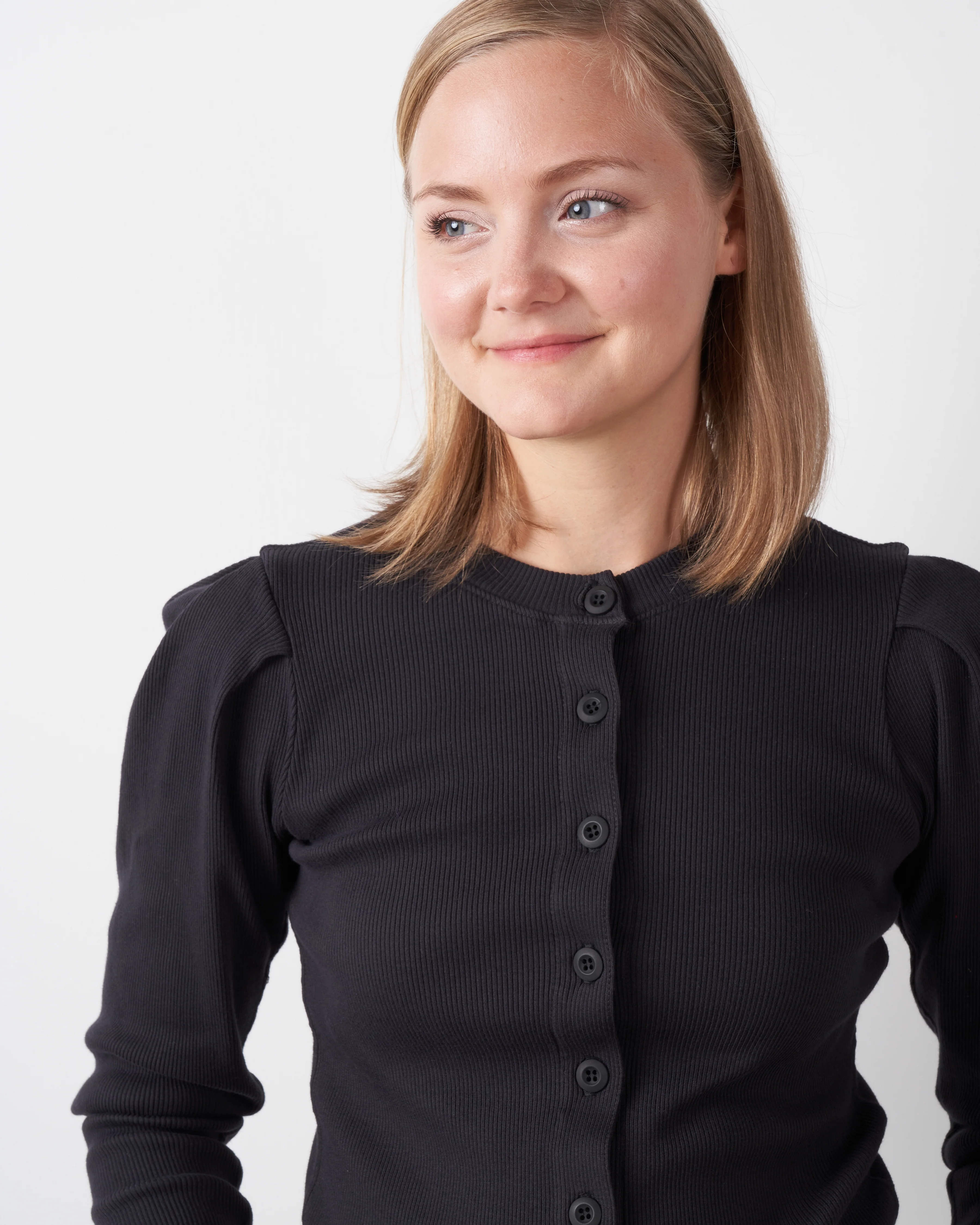 puff sleeve cardigan - vintage black - Image 4