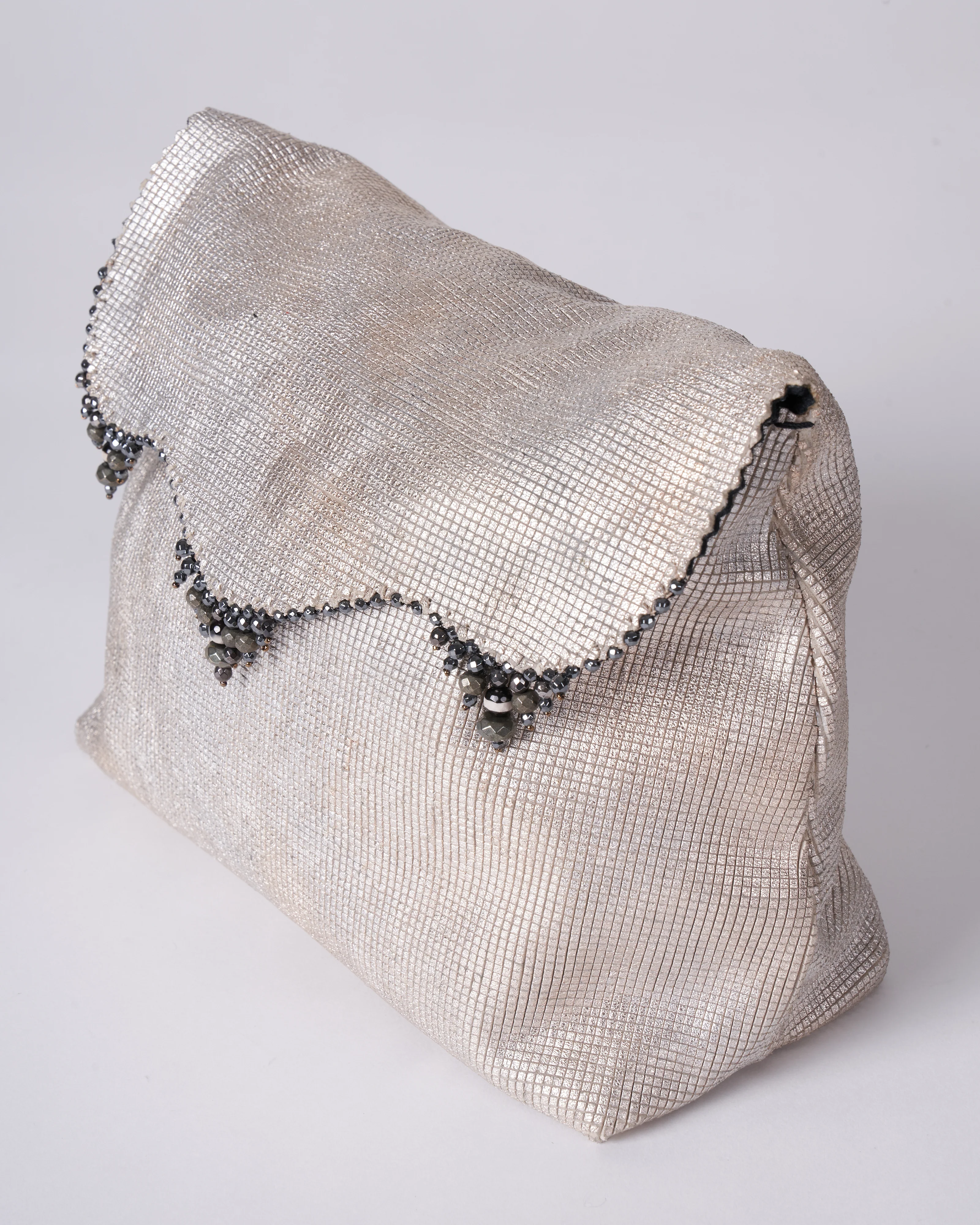 reversible bag - laser cut silver and black suede - Image 2