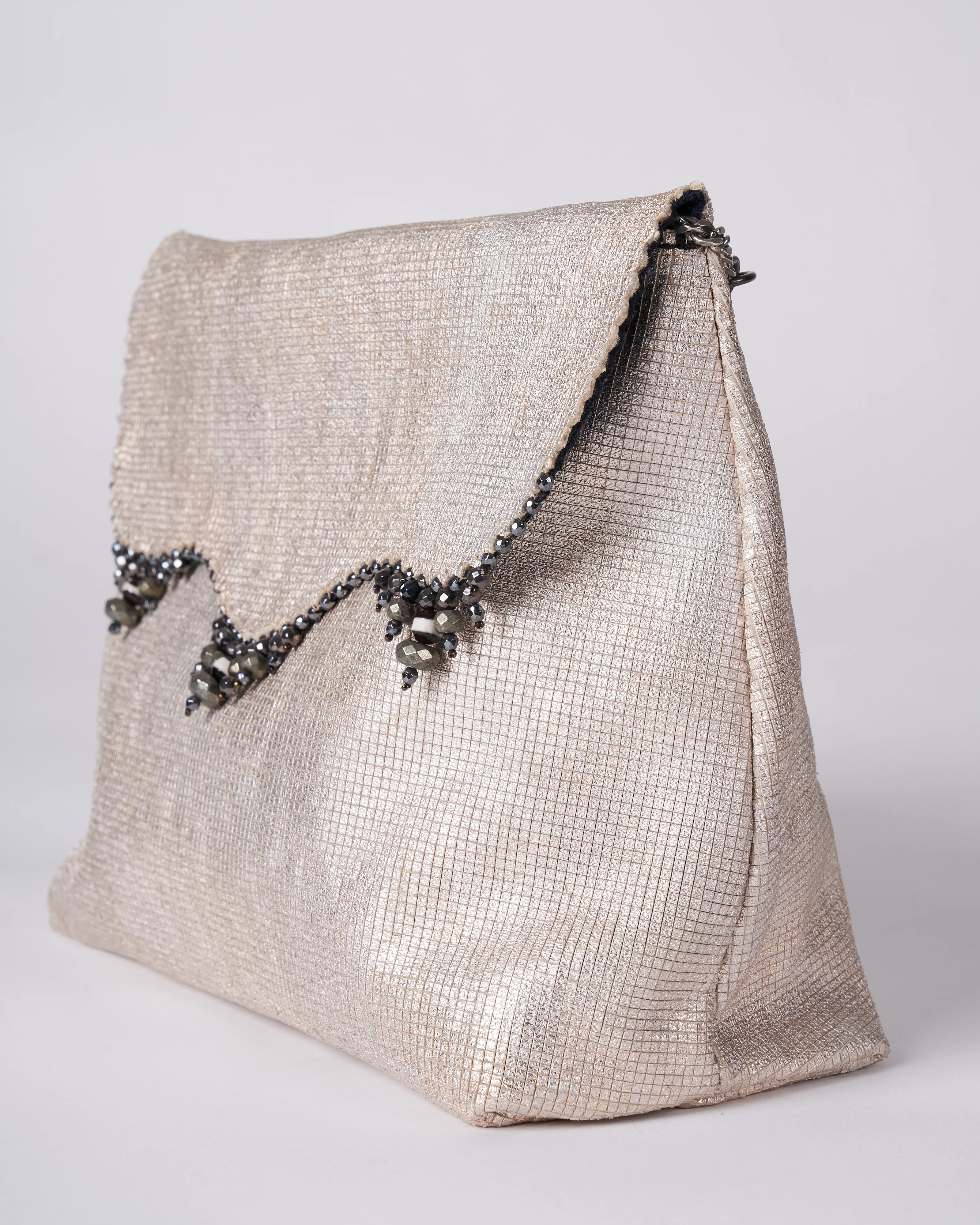 reversible bag - laser cut silver and black suede - Image 9