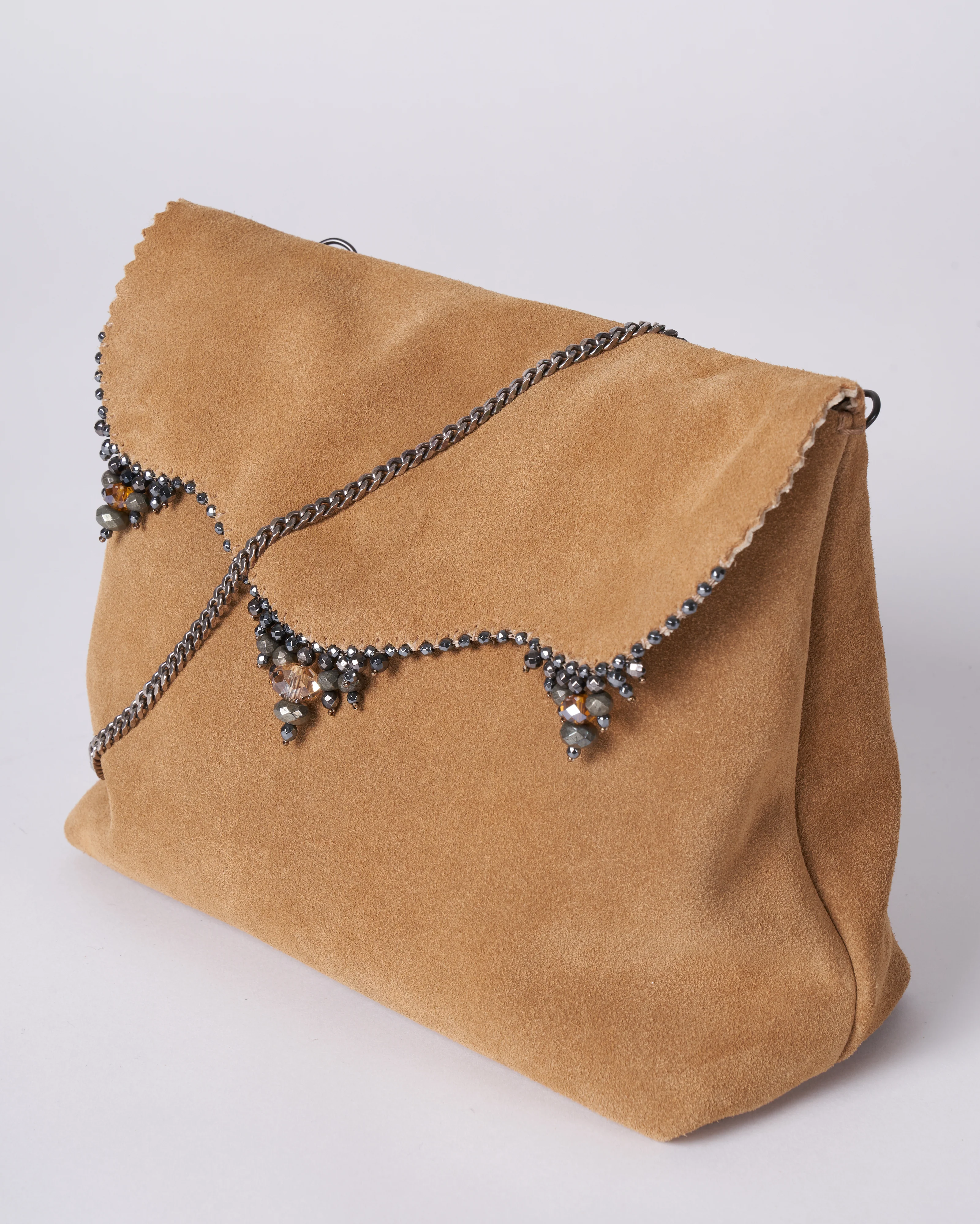 reversible bag - laser cut silver and rust suede - Image 2