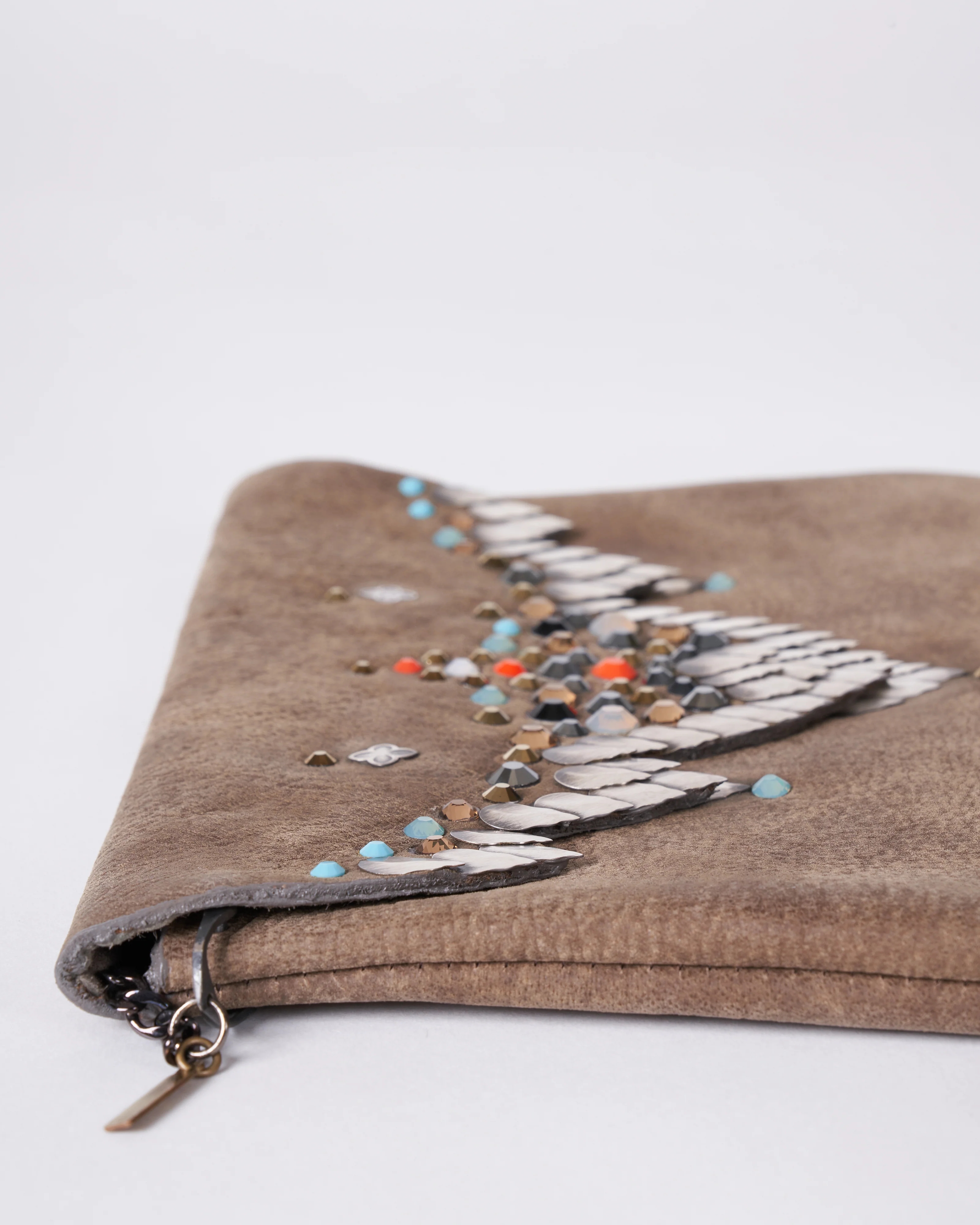 silvia bag - sterling silver leaf and grey suede - Image 2