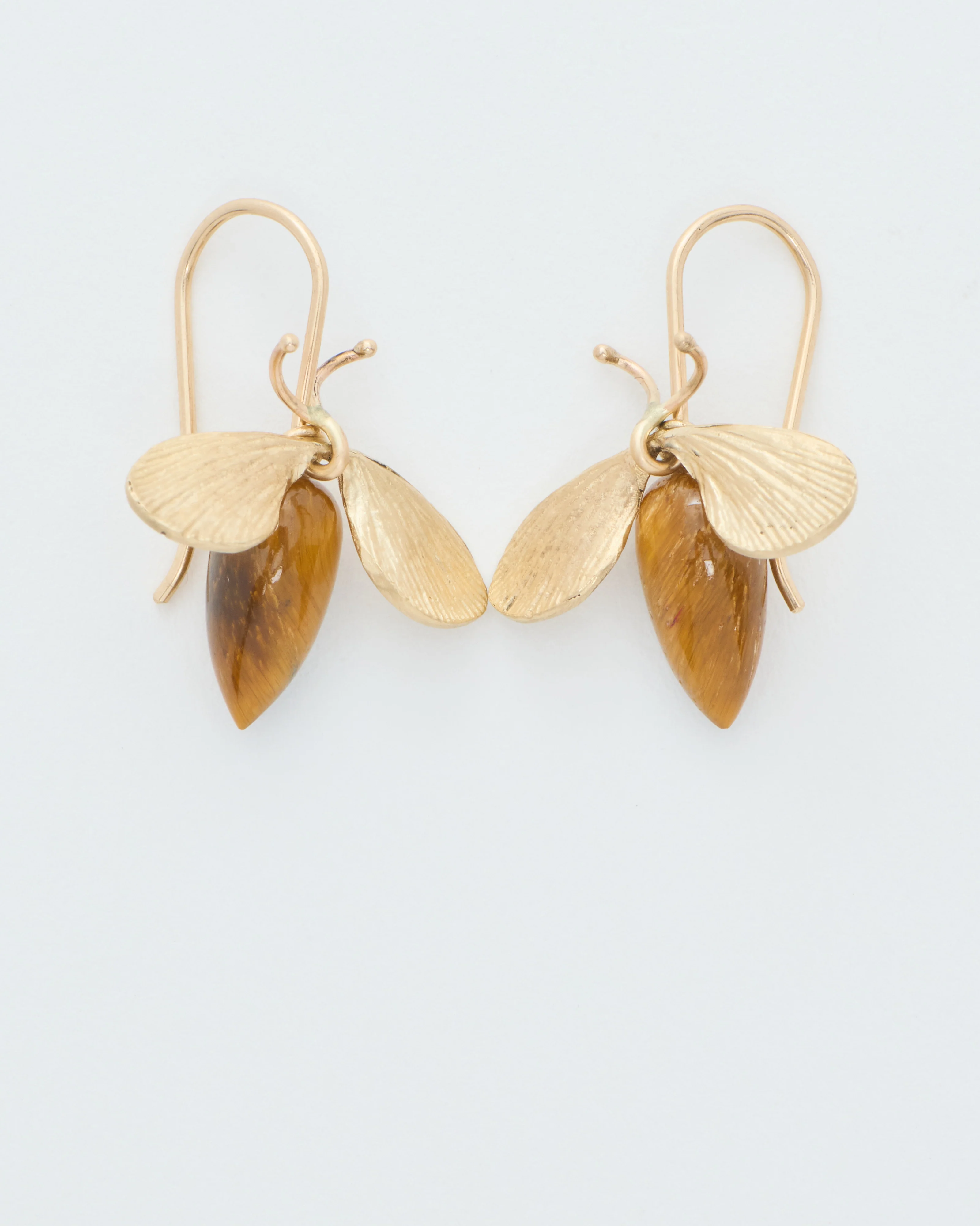 gold and tigers eye bee earrings - Image 2