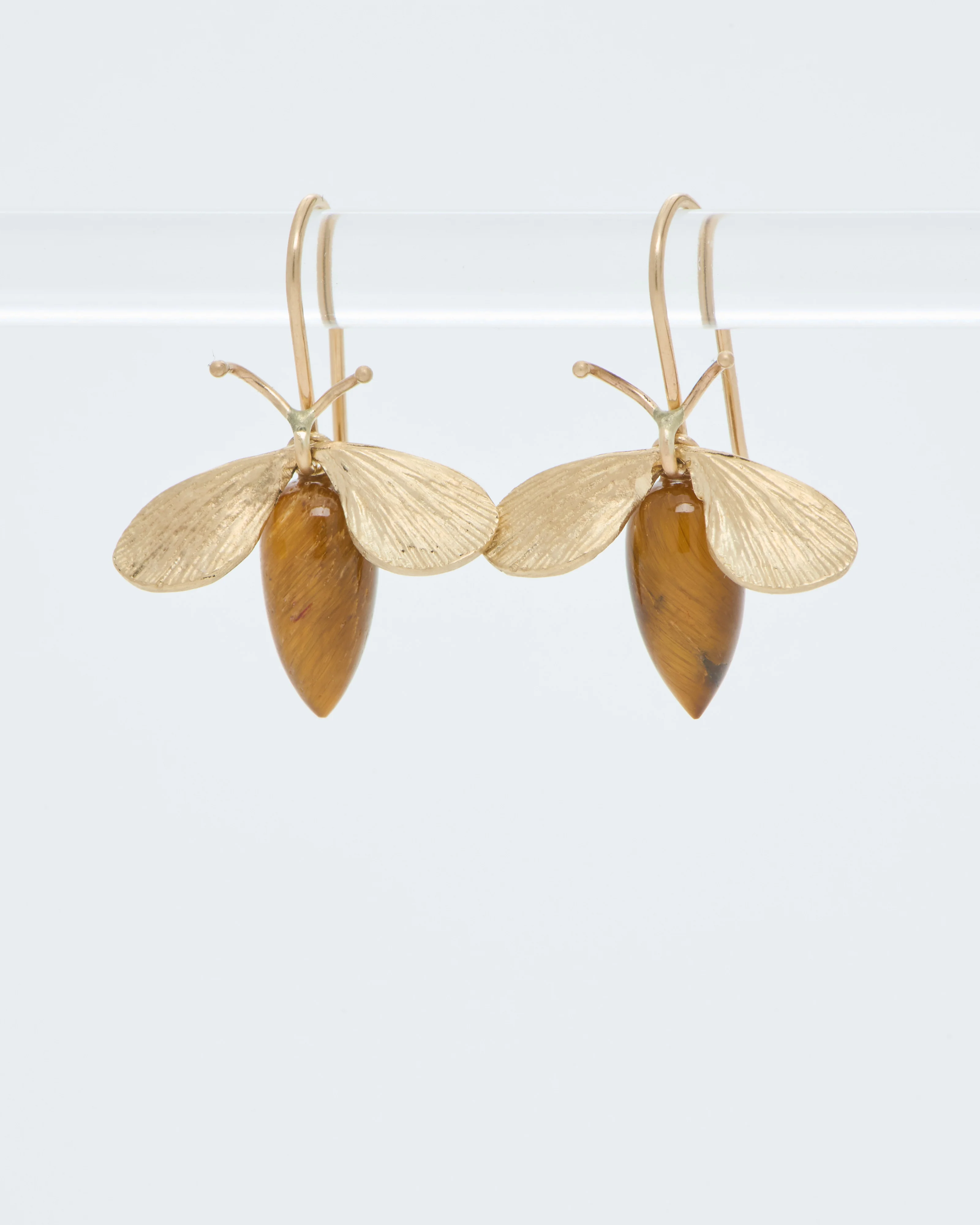 gold and tigers eye bee earrings - Image 5