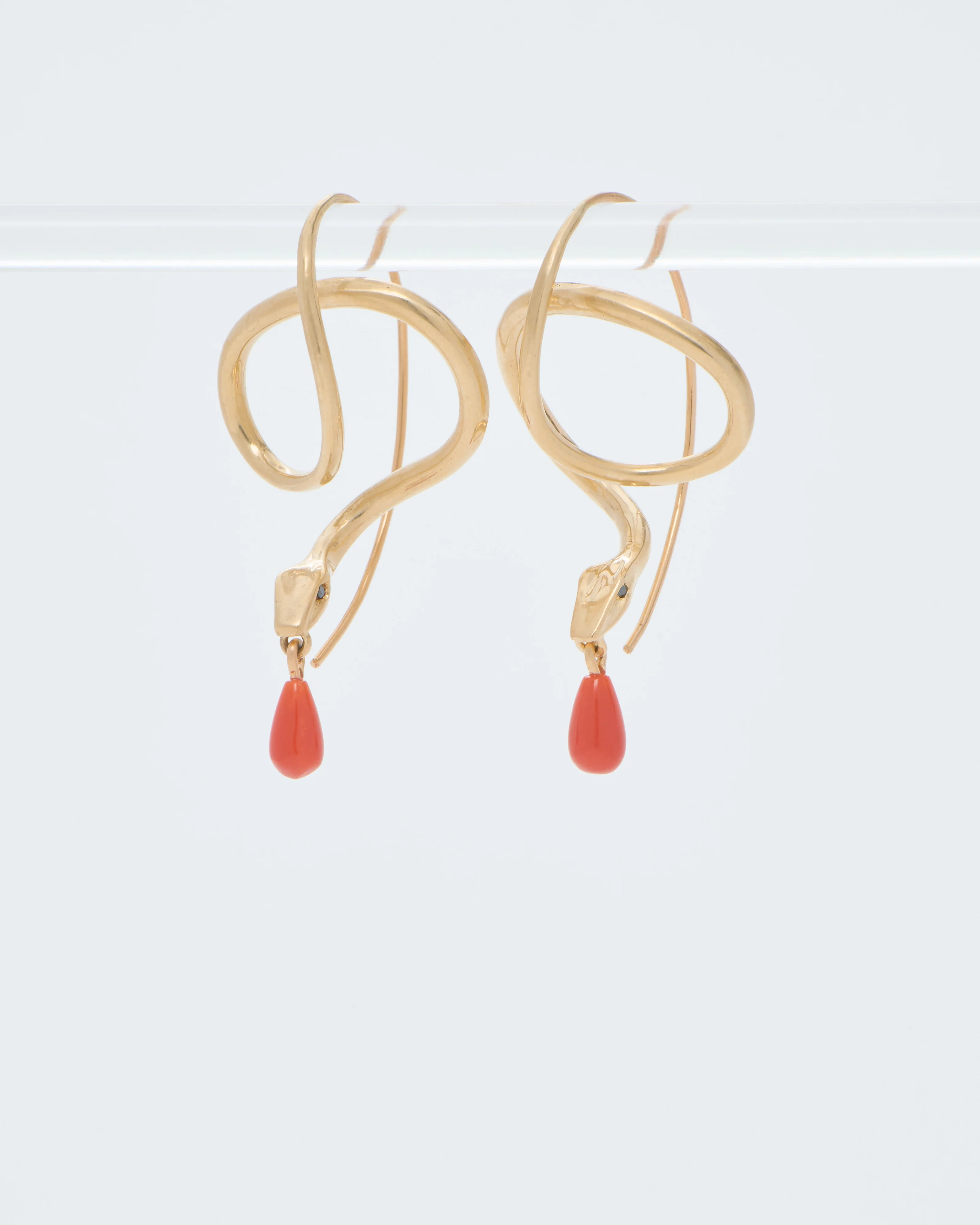 serpent earrings with coral drops - Image 6