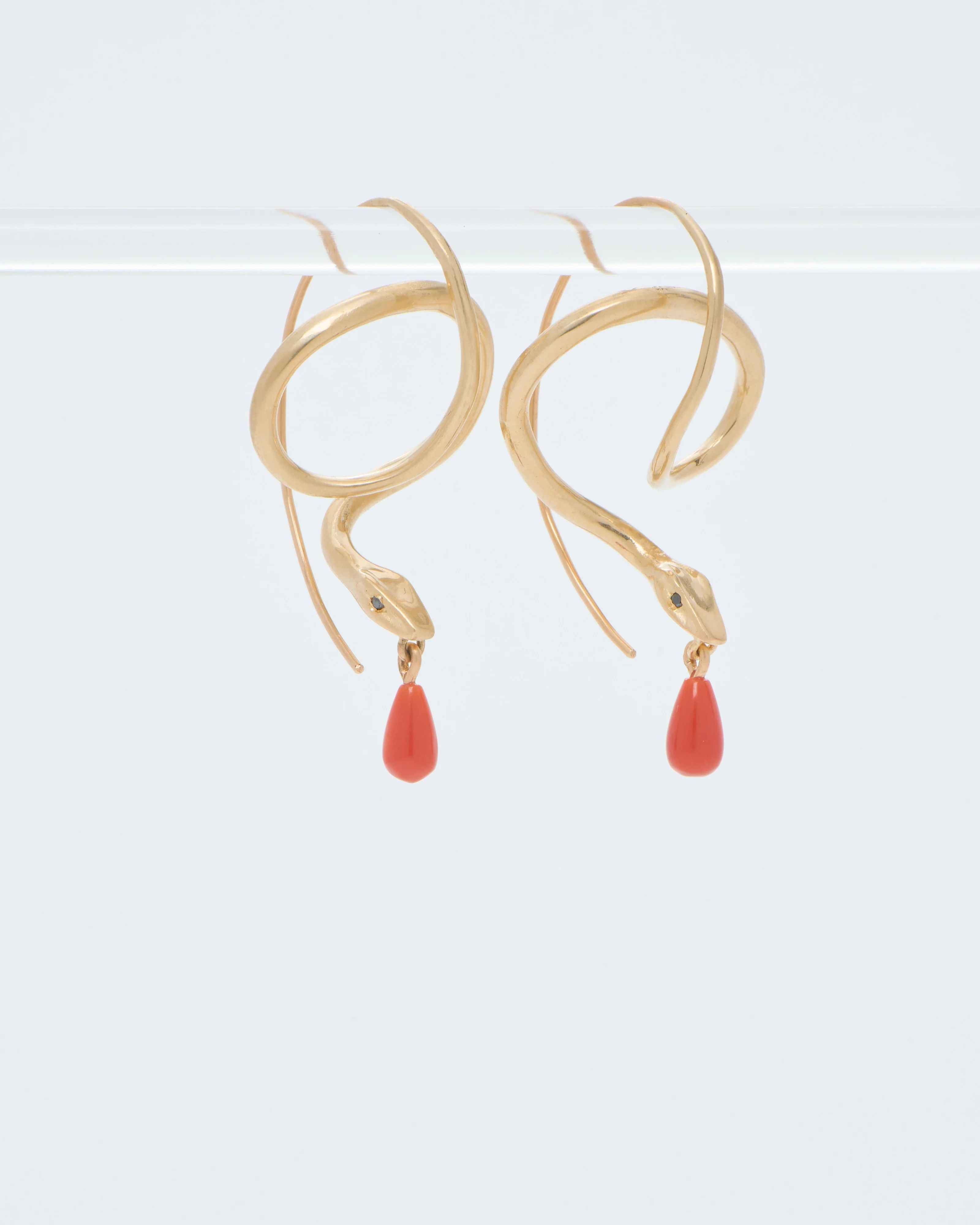 serpent earrings with coral drops - Image 7