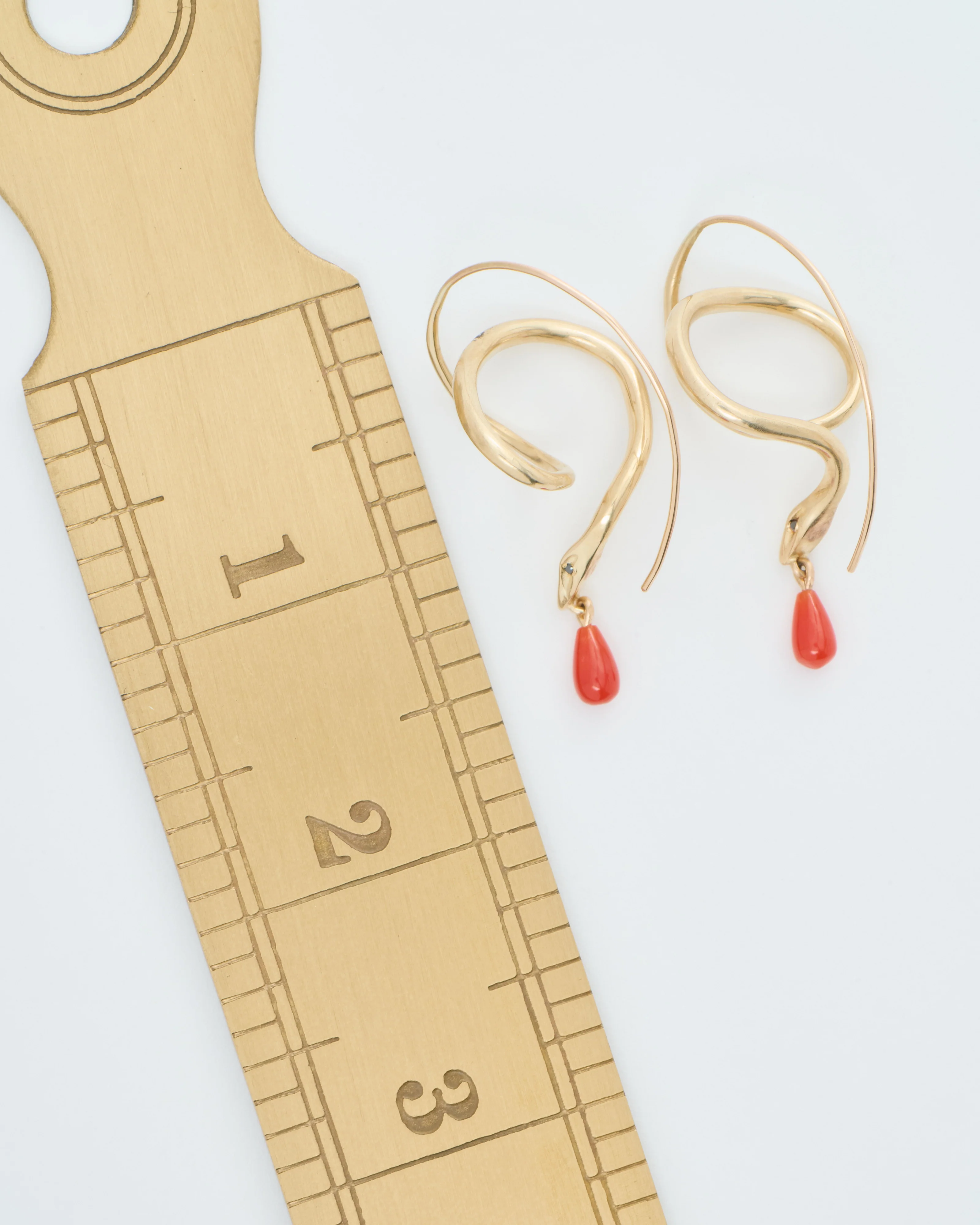 serpent earrings with coral drops - Image 8