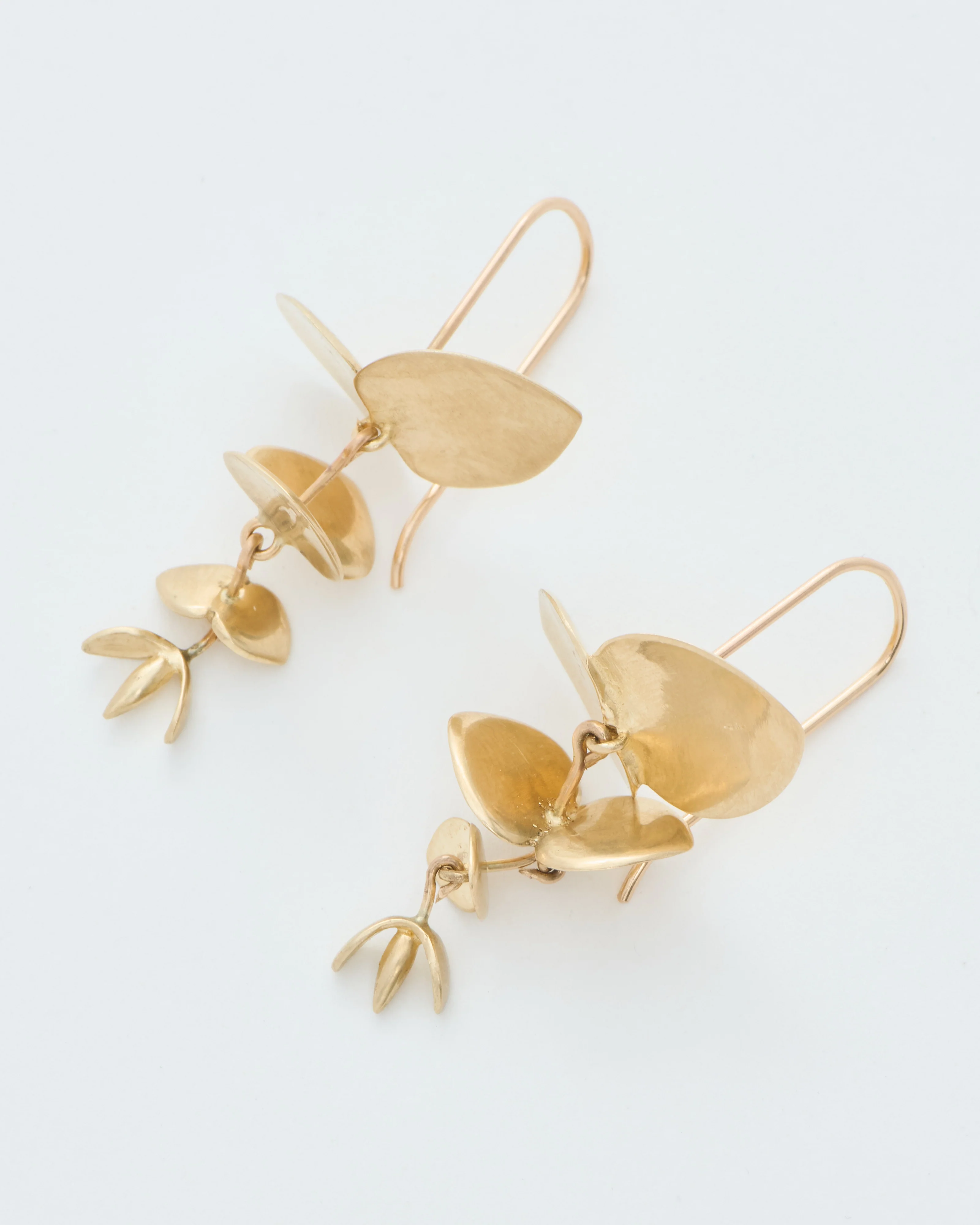 small gold eucalyptus earrings - Image 3