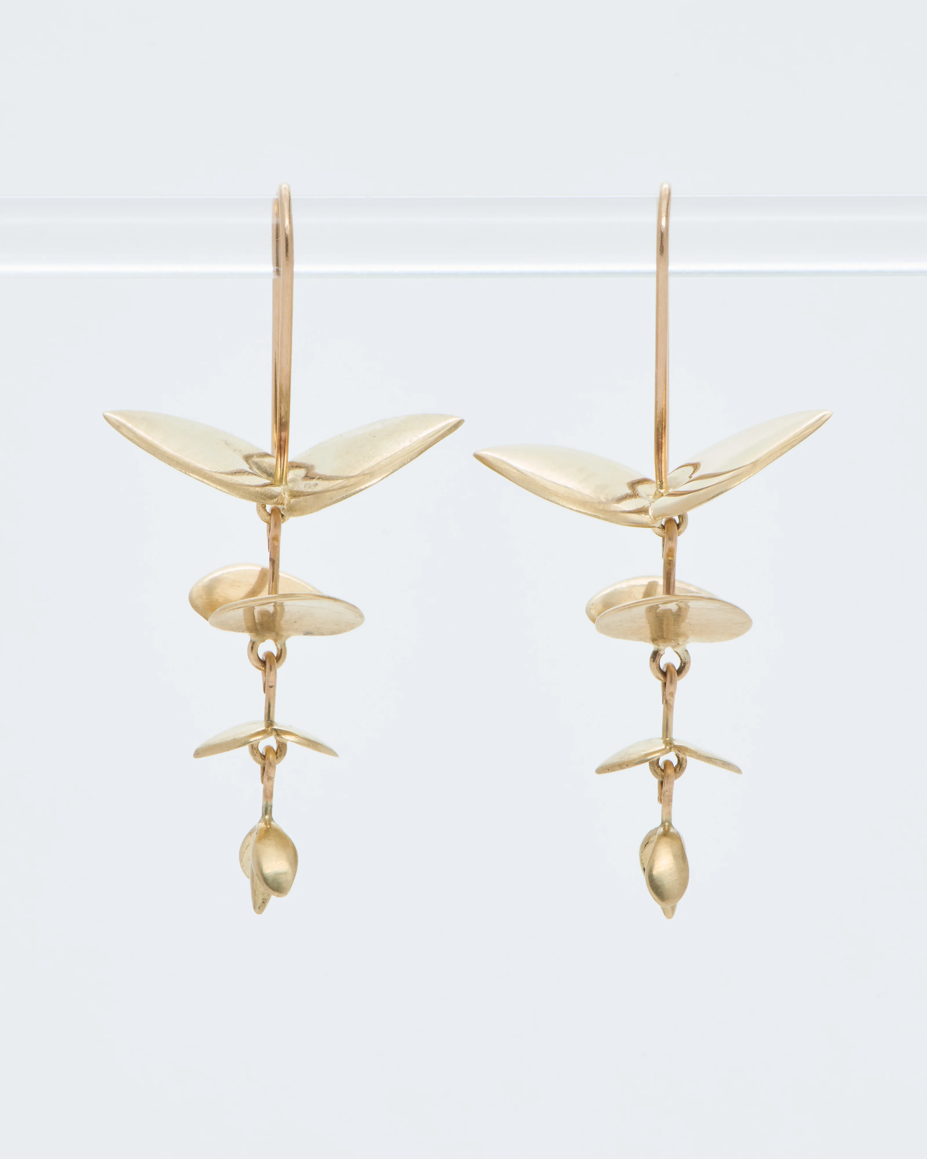 small gold eucalyptus earrings - Image 5