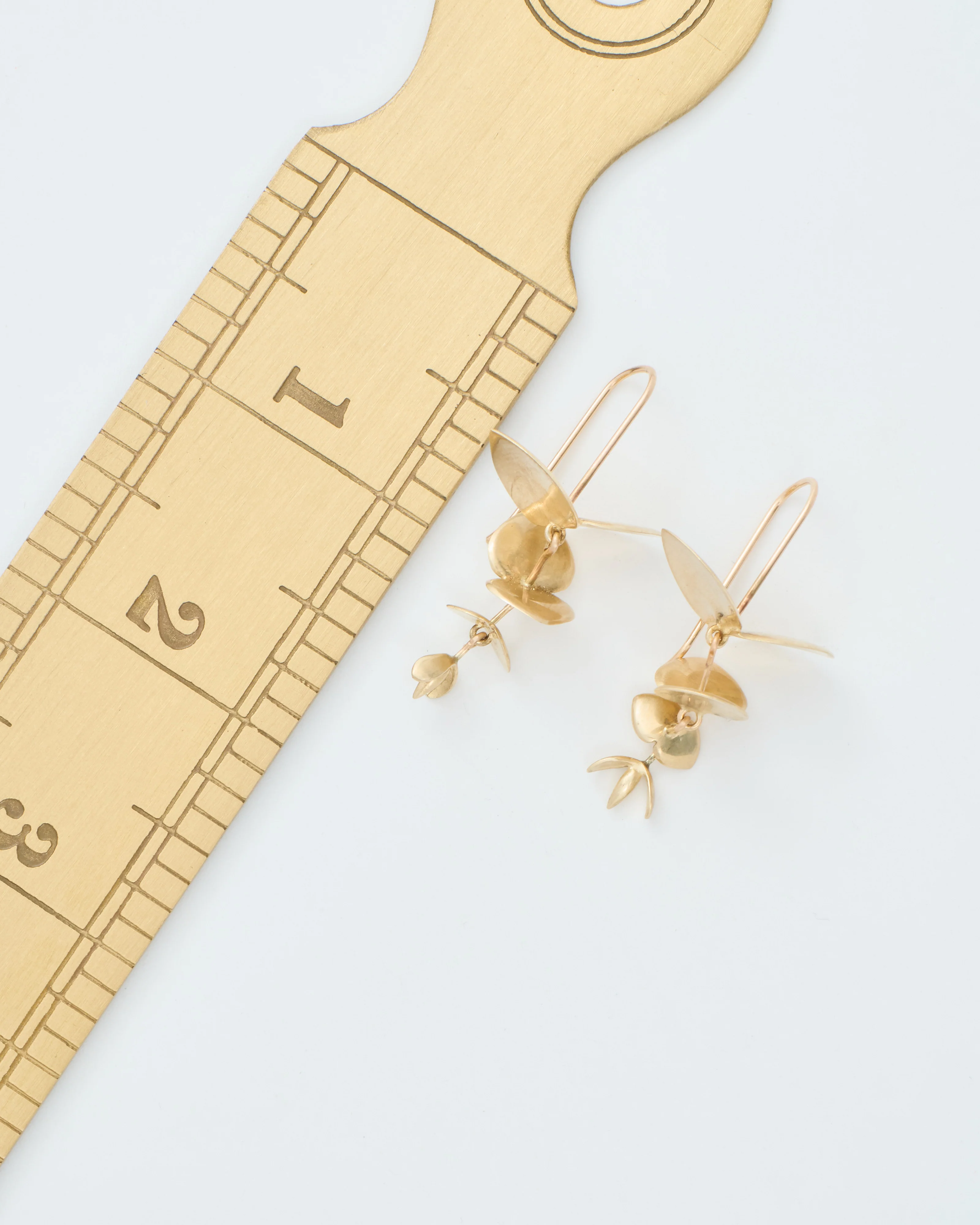 small gold eucalyptus earrings - Image 8