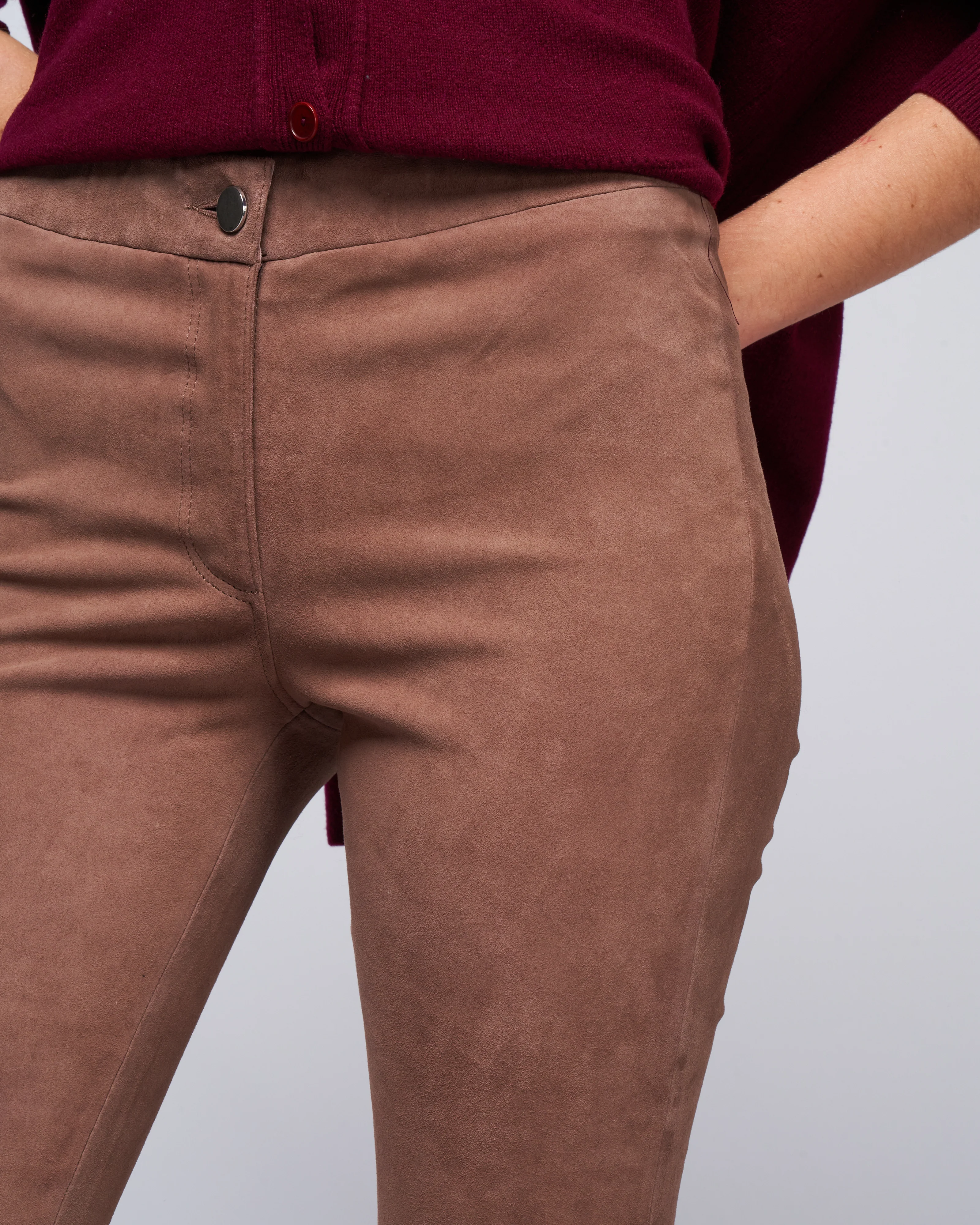 izzy stretch suede pant - truffle - Image 5