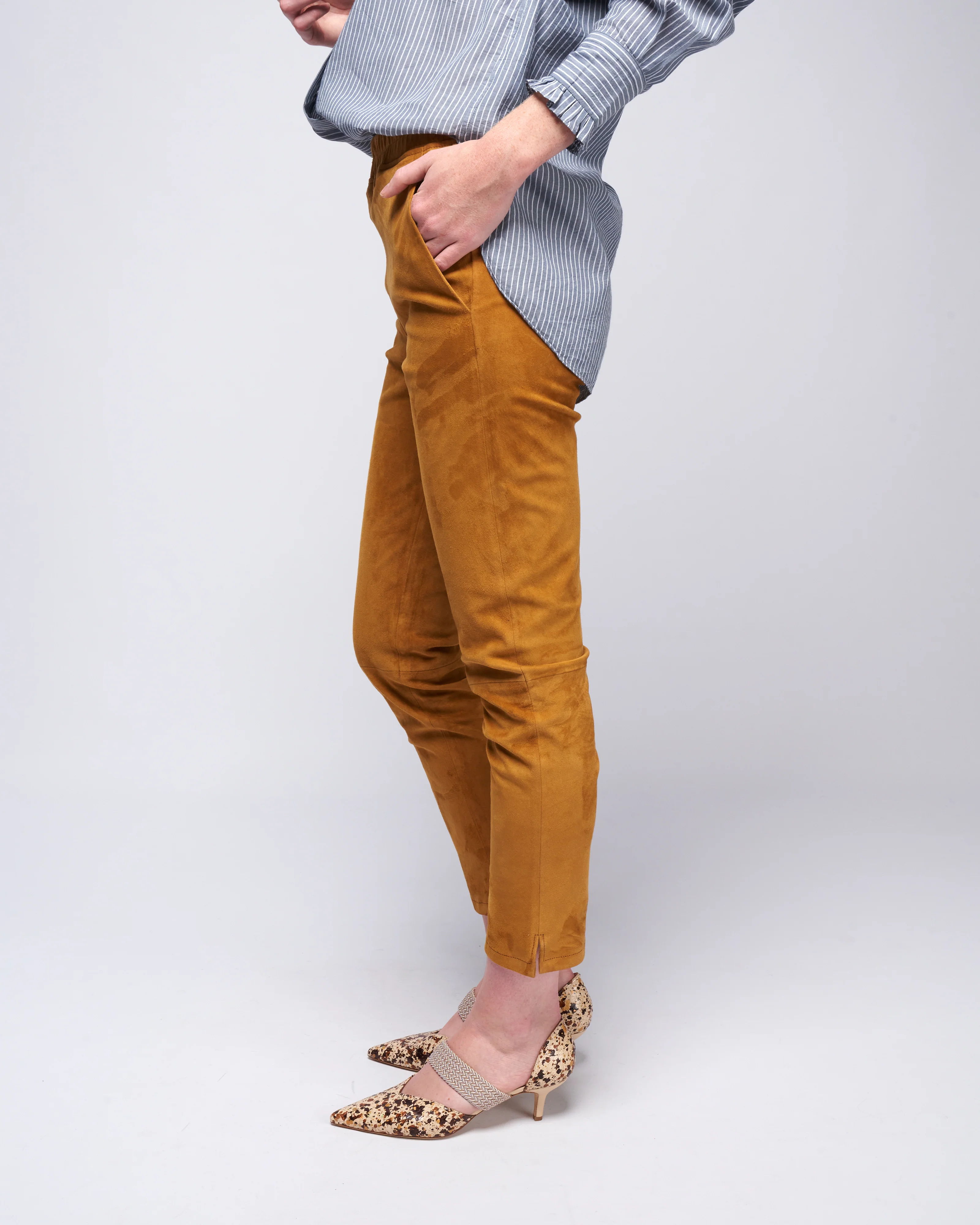 provence stretch suede pant - honey - Image 3