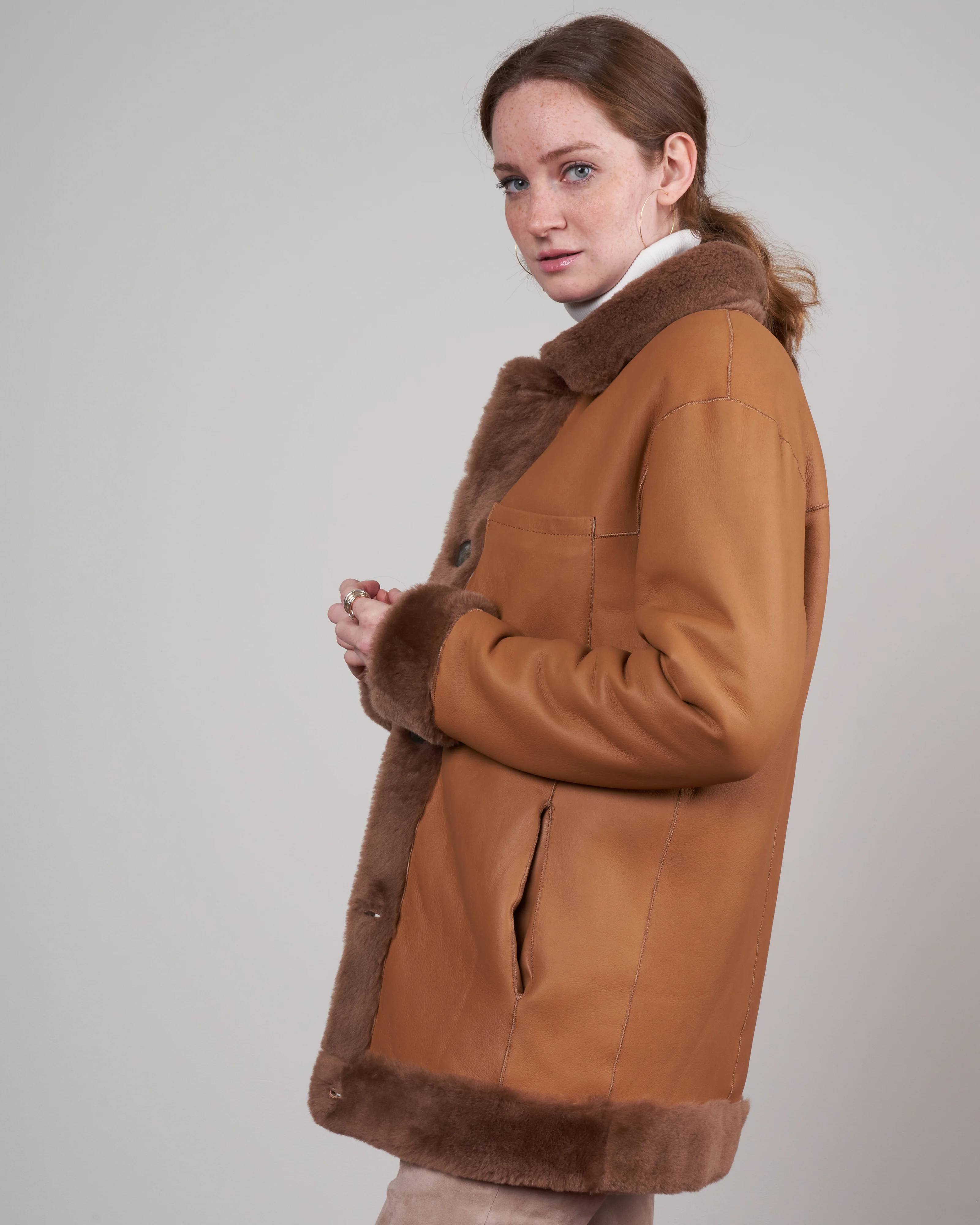 shearling jacket - praline - Image 5
