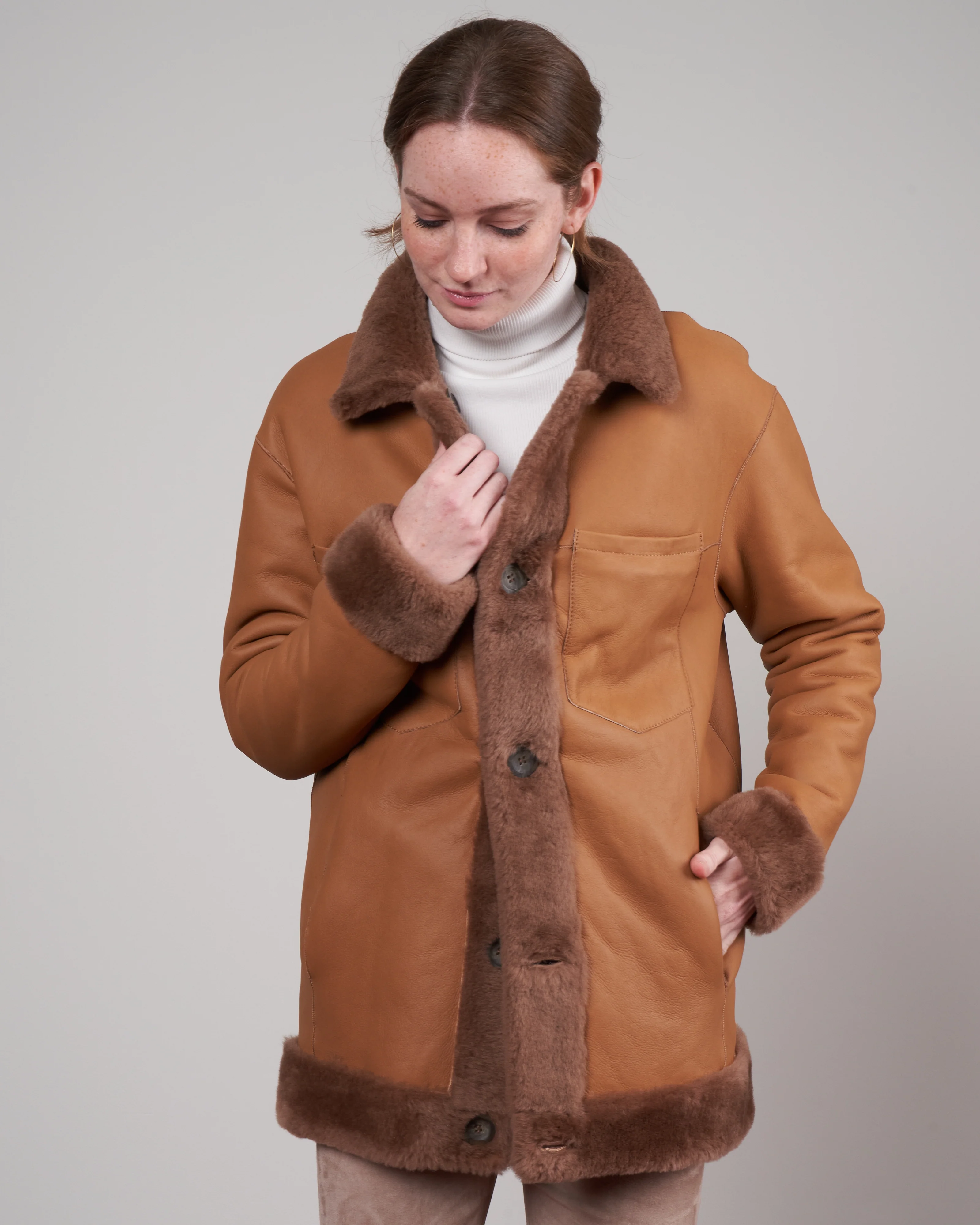 shearling jacket - praline - Image 6