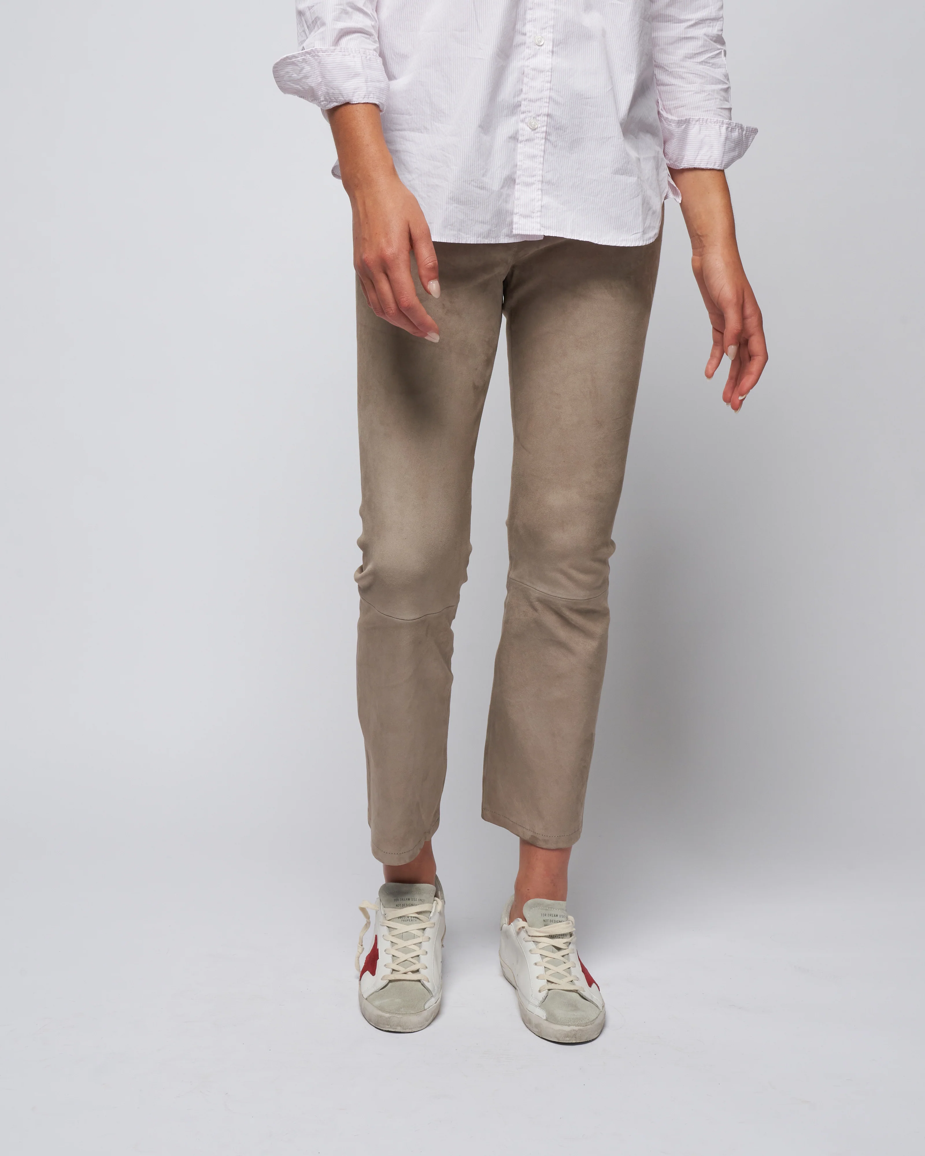 suede kick flare legging - grey taupe