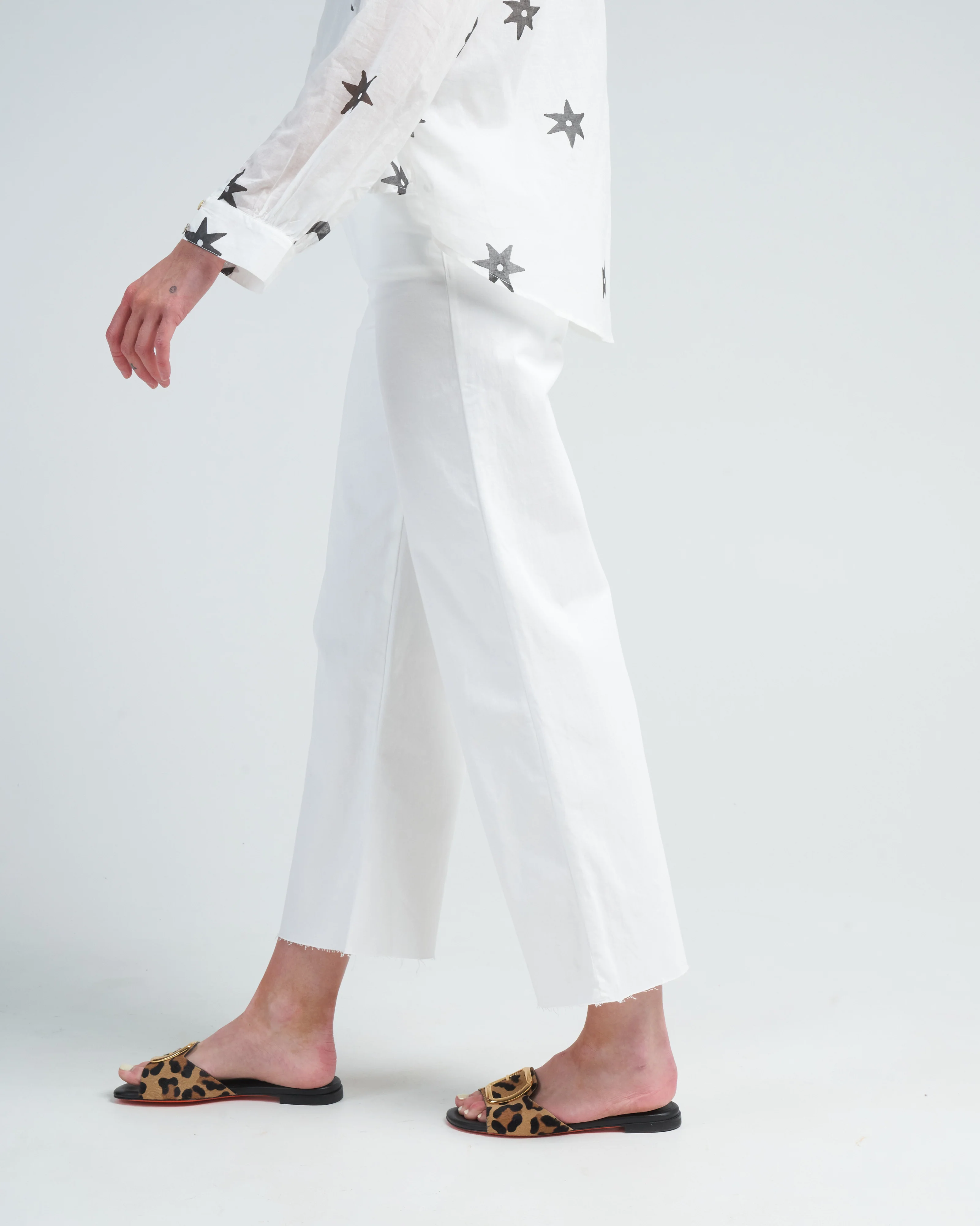 crop wide leg twill - ivory - Image 3