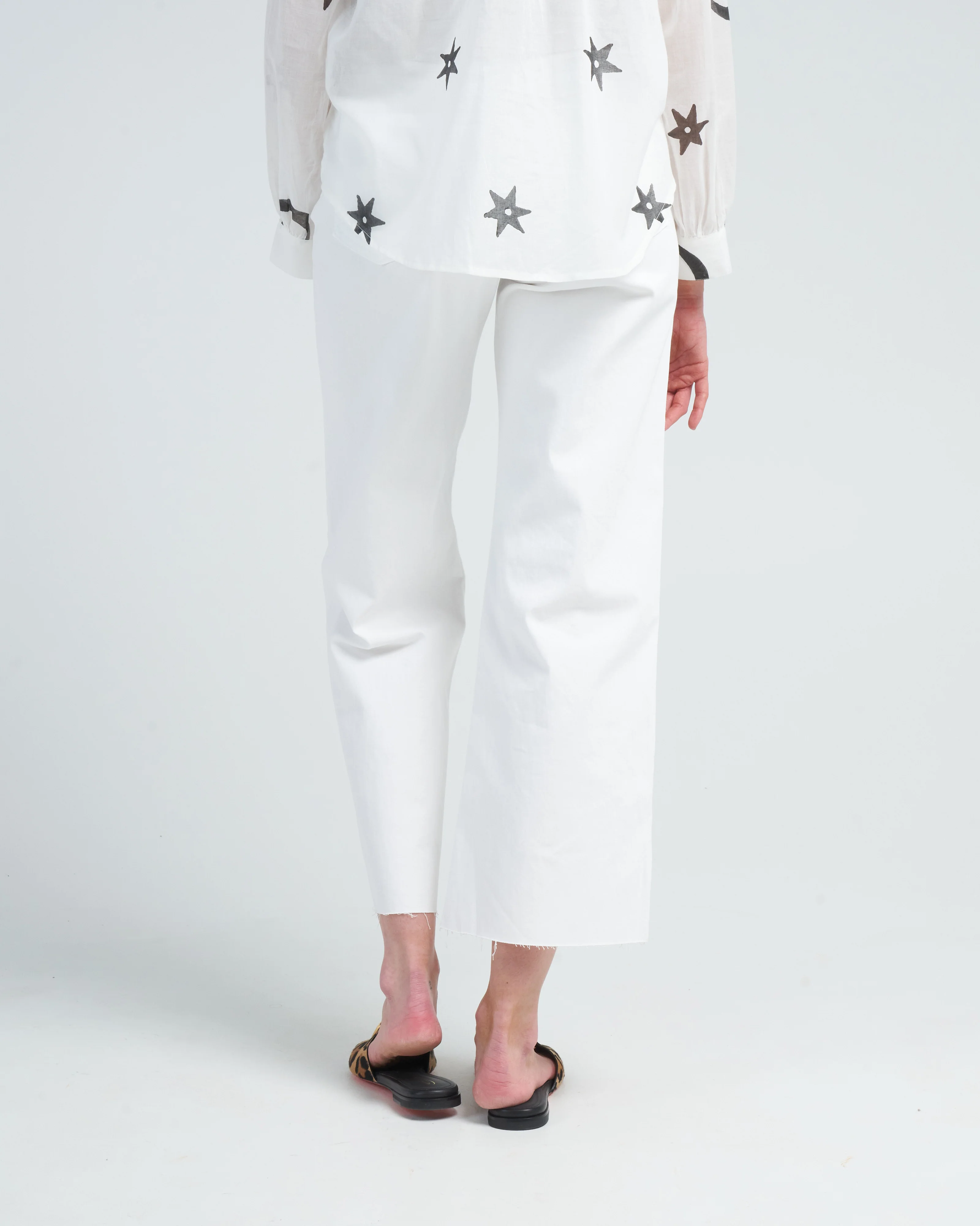 crop wide leg twill - ivory - Image 4