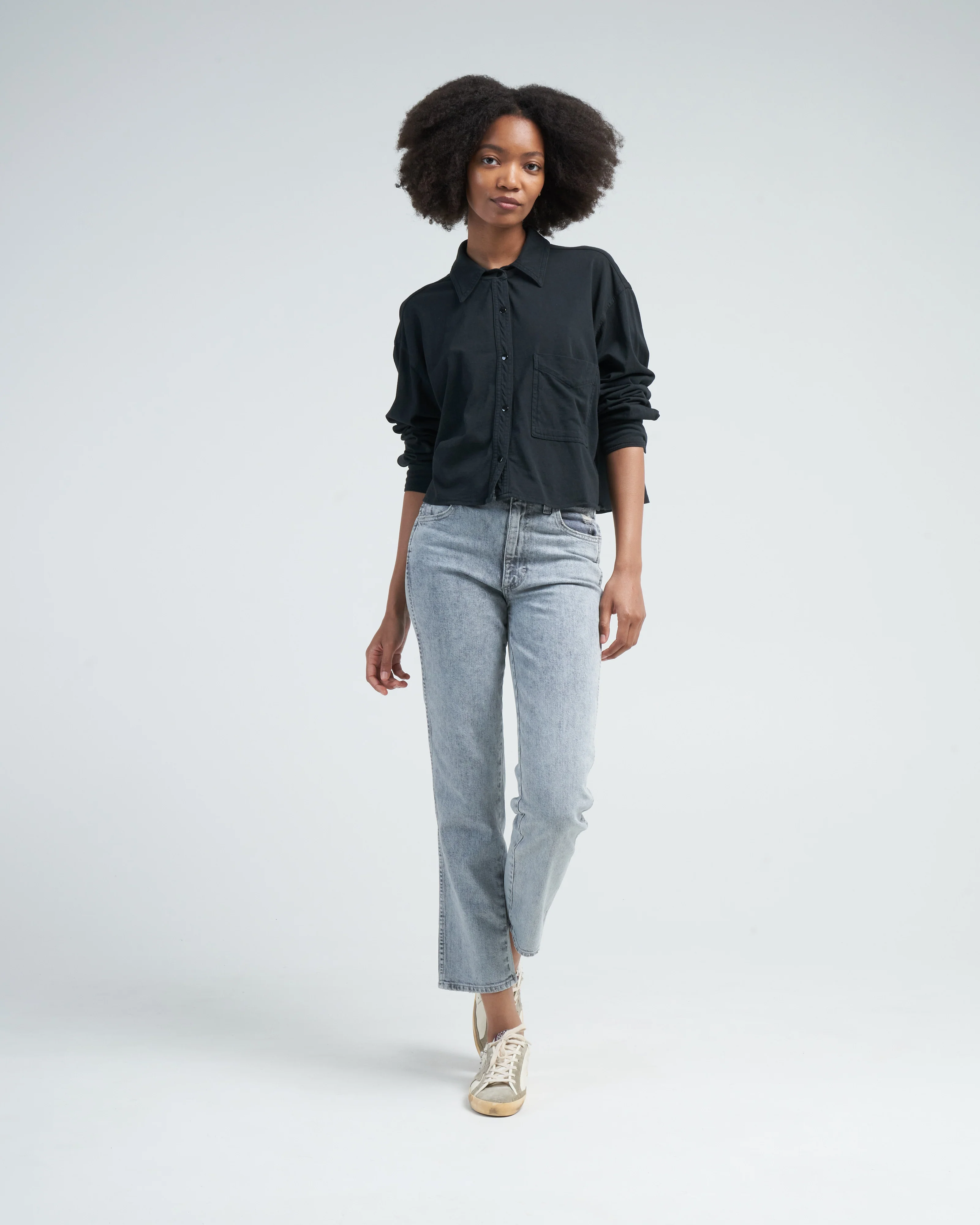 cropped knit shirt - stone black - Image 2