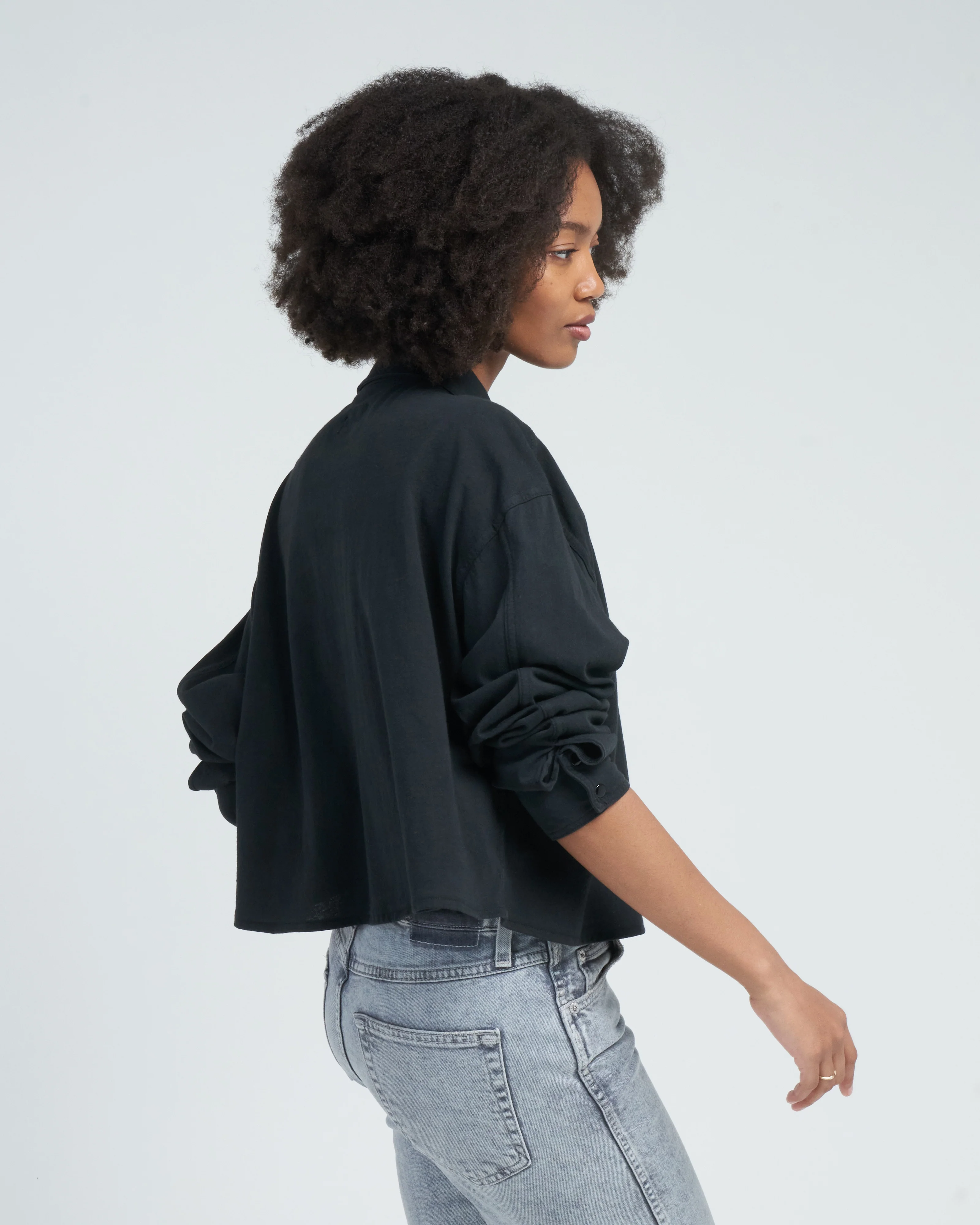 cropped knit shirt - stone black - Image 3