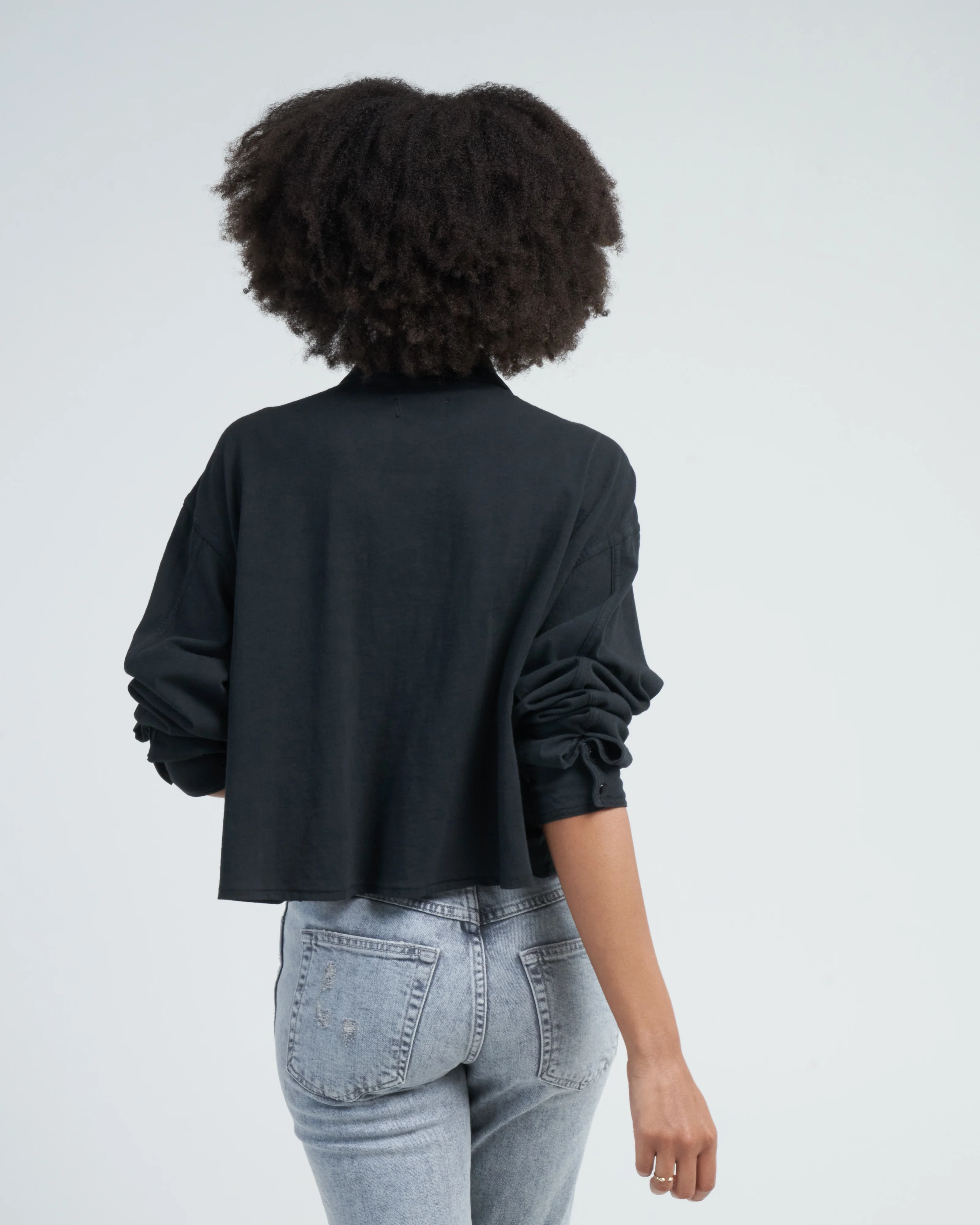 cropped knit shirt - stone black - Image 4