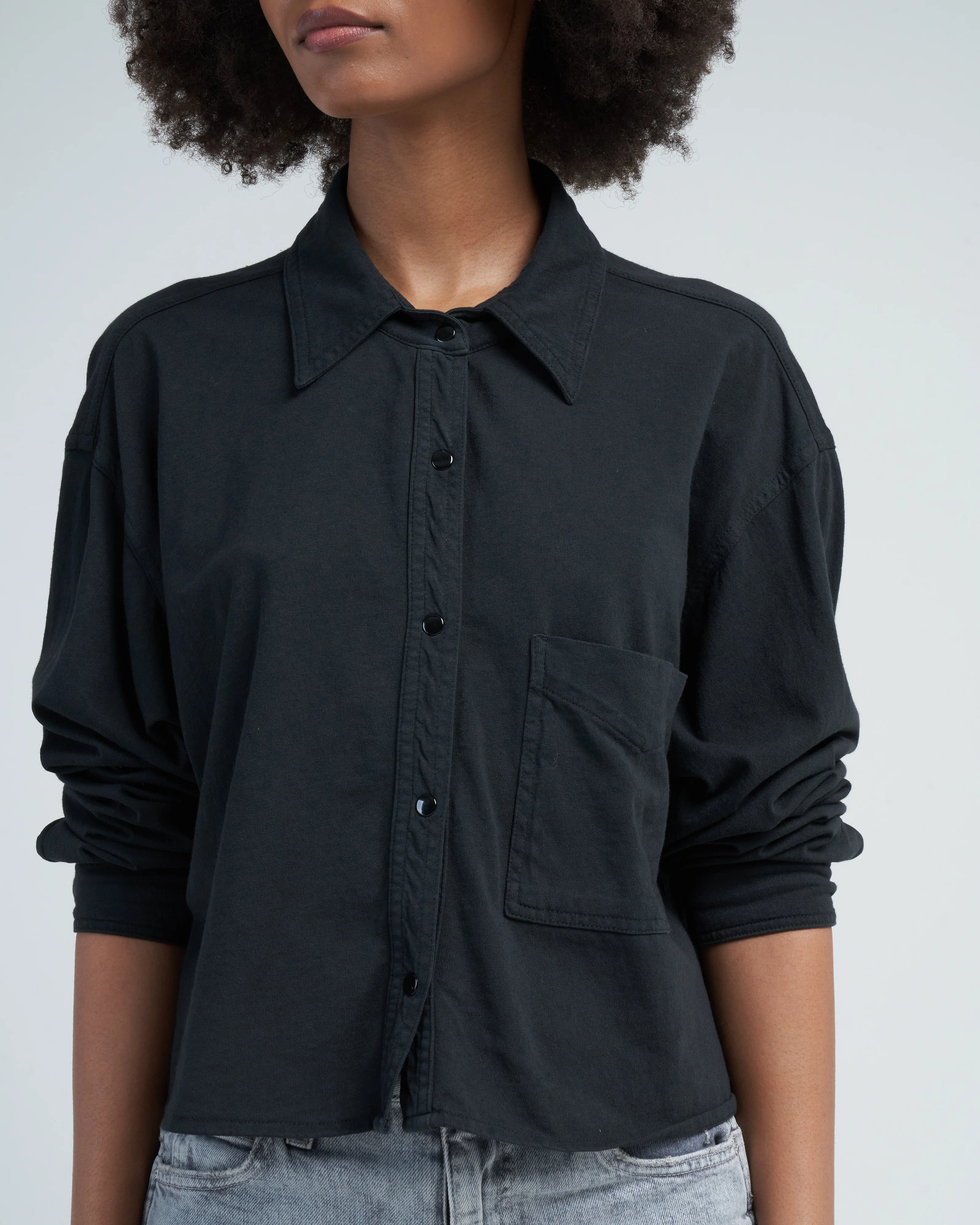 cropped knit shirt - stone black - Image 5