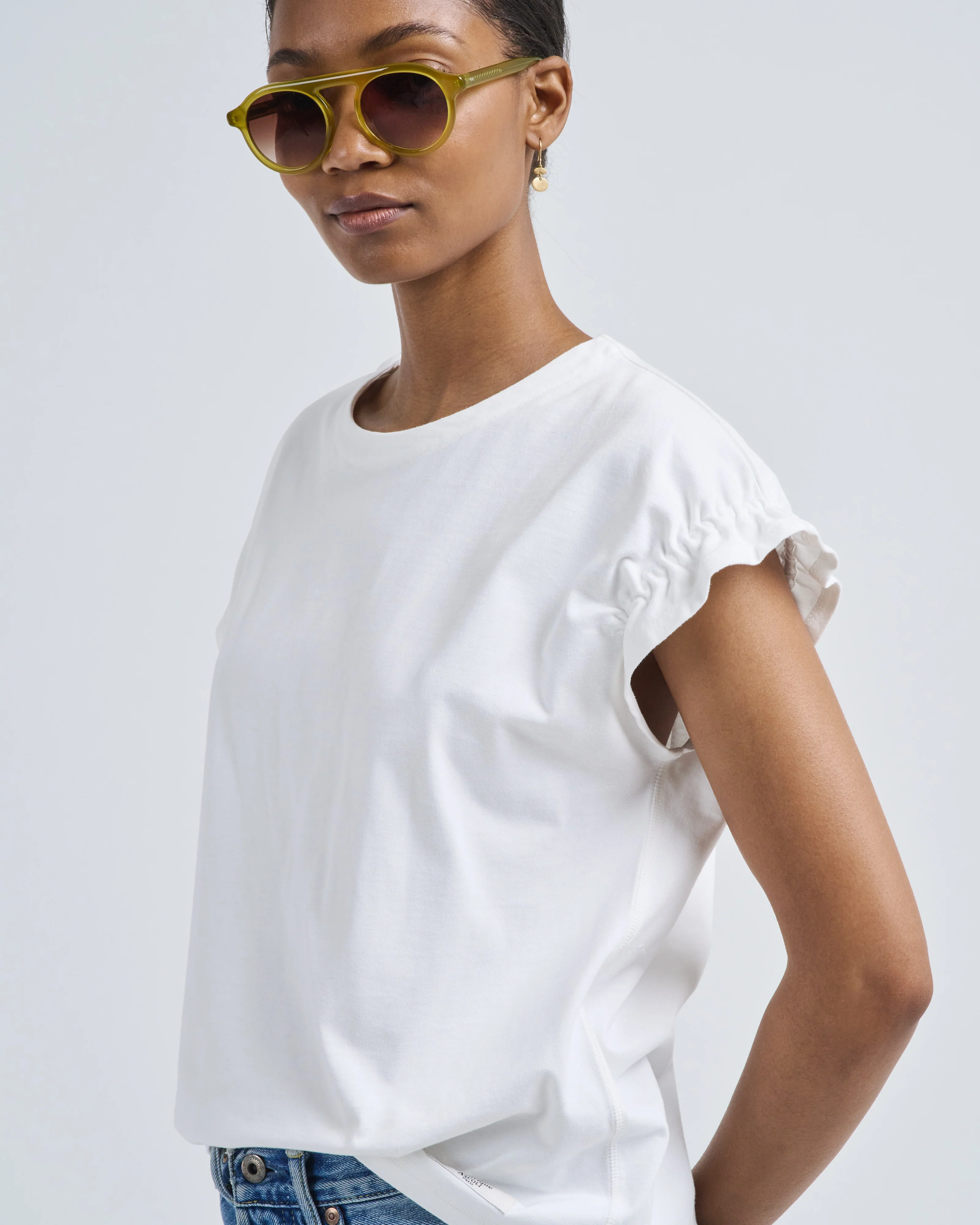 cap sleeve knit sweatblouse