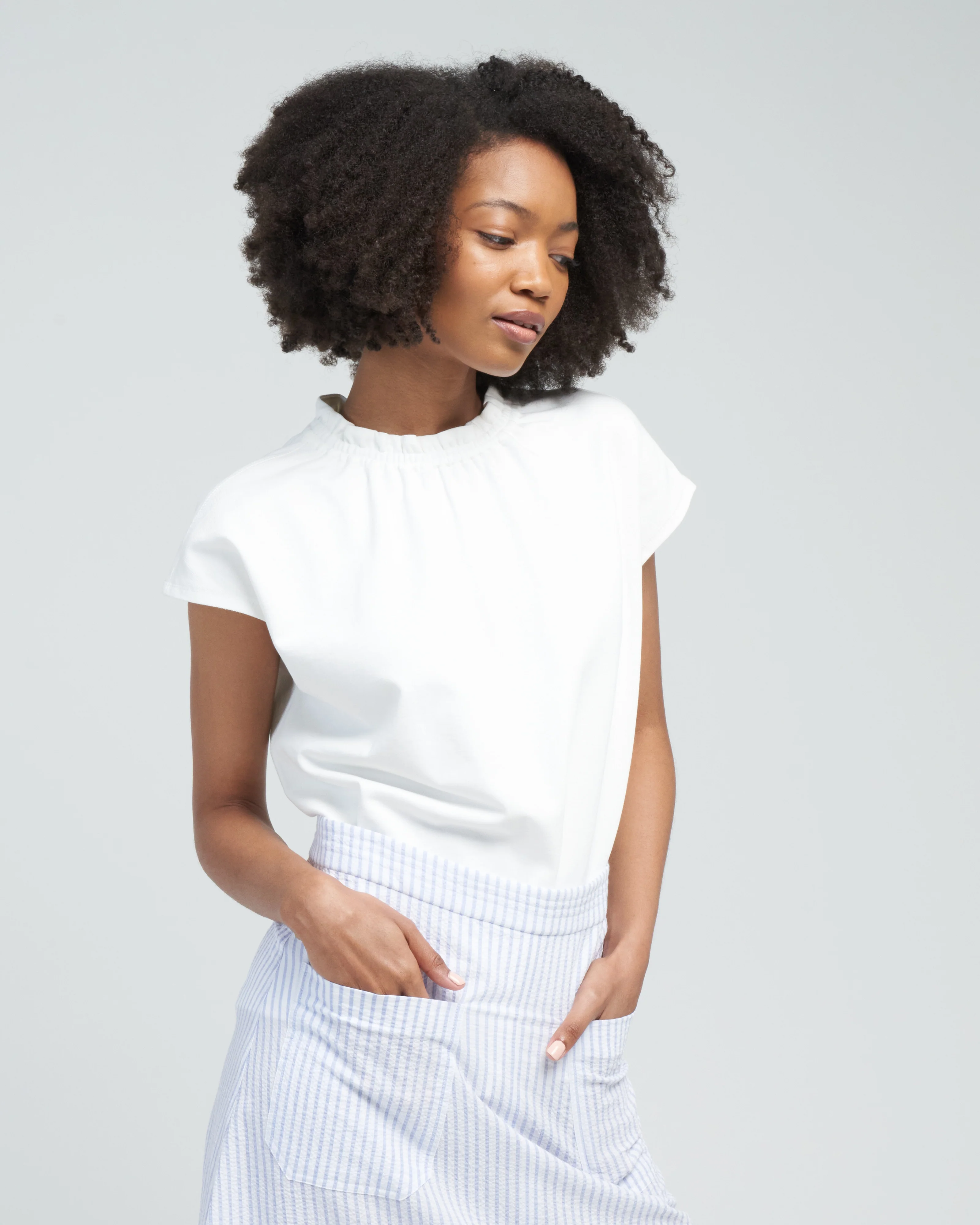 cap sleeve sweatblouse - natural white - Image 3