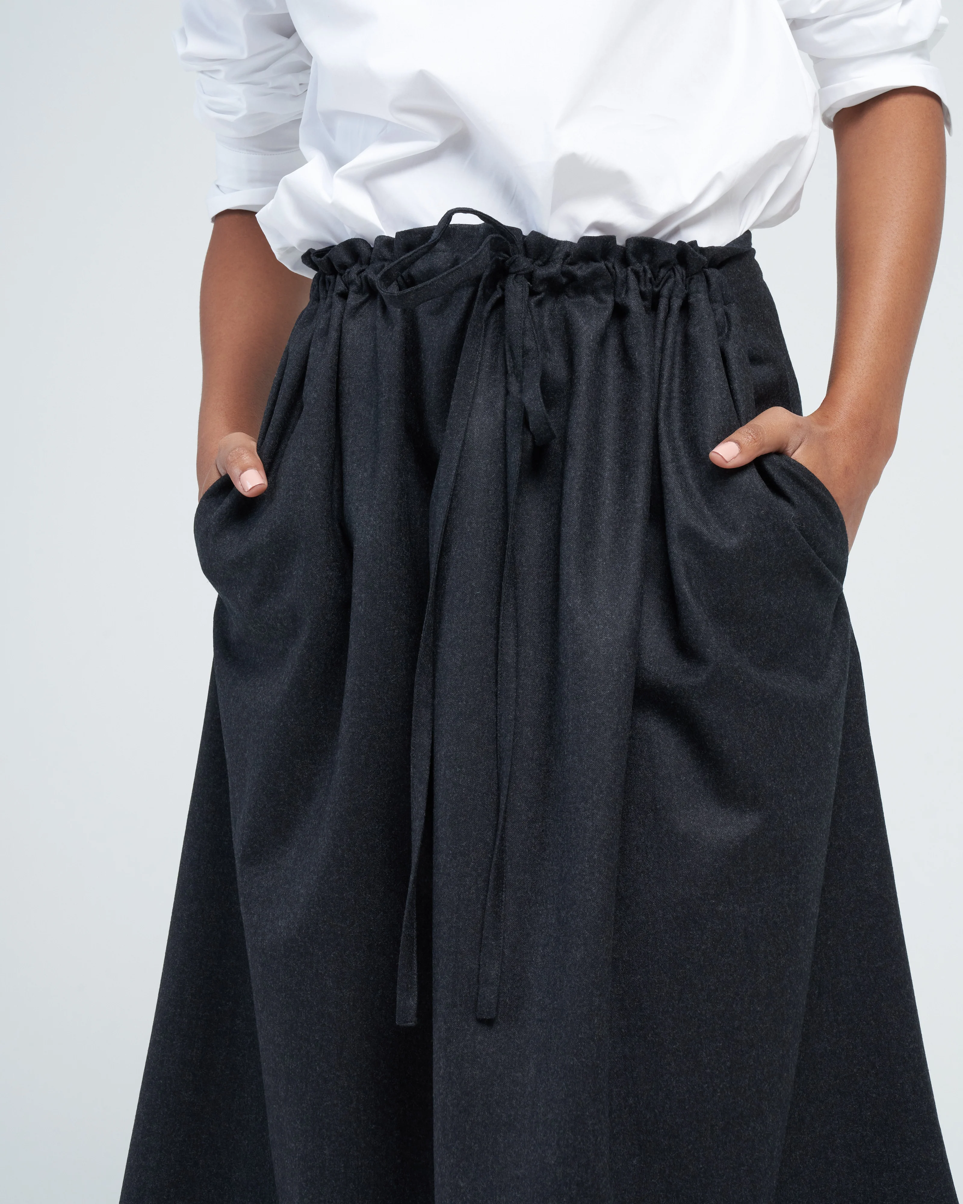 drawstring skirt - dark grey flannel - Image 2